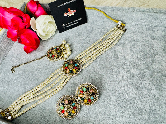 Mirror Choker Set | Indian Jewellery Choker Necklace | Creative Jewels