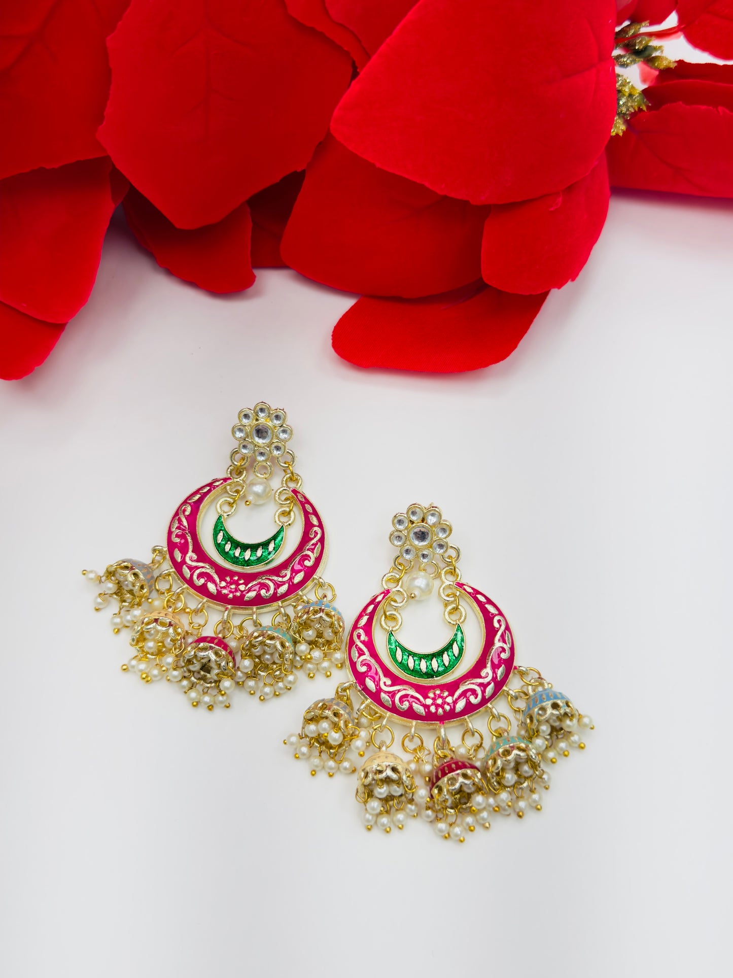 Stunning Meenakari Chandbaalis | Jhumki Earring Set | Creative Jewels