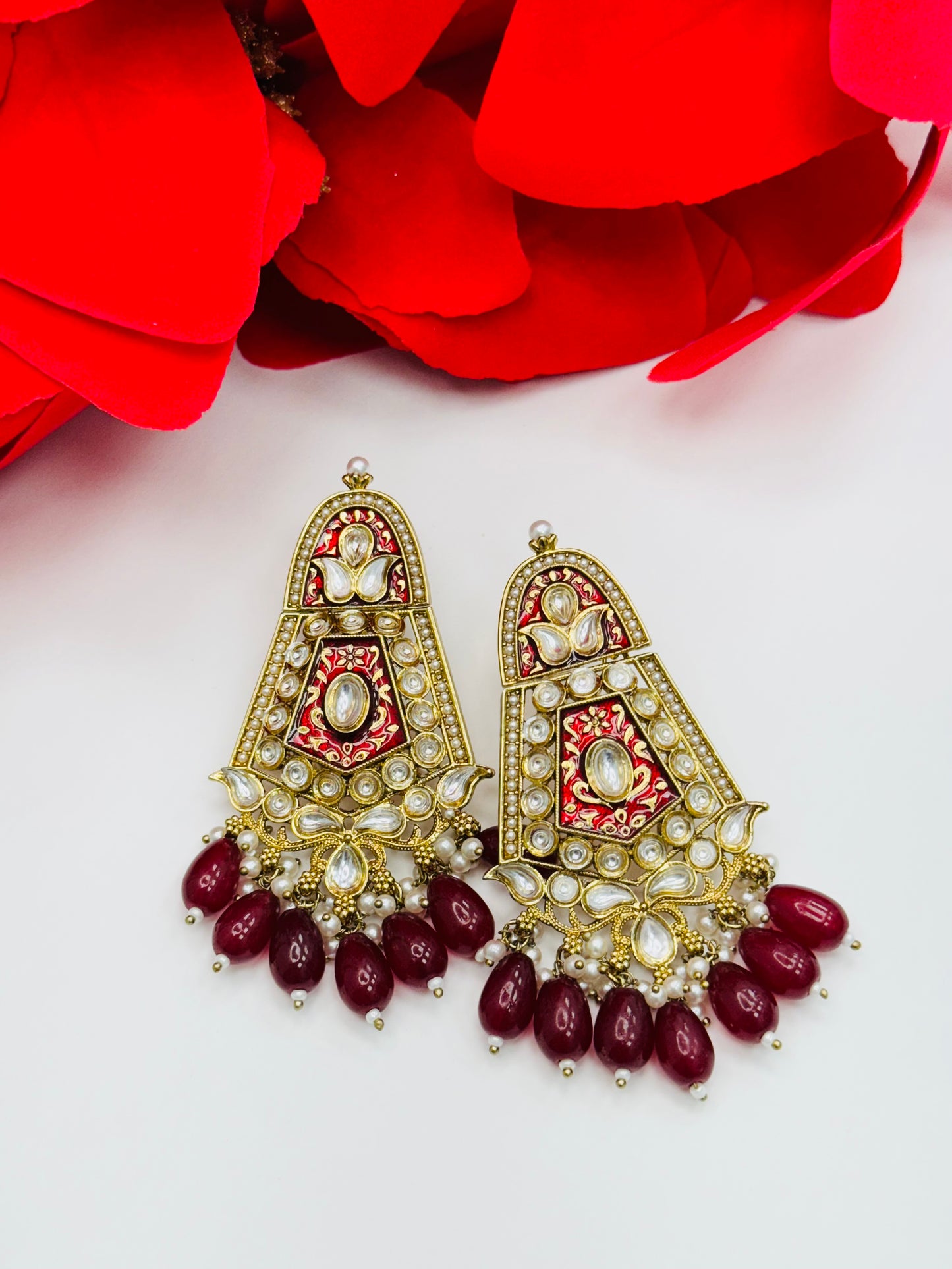 Kundan and Meenakari Earrings