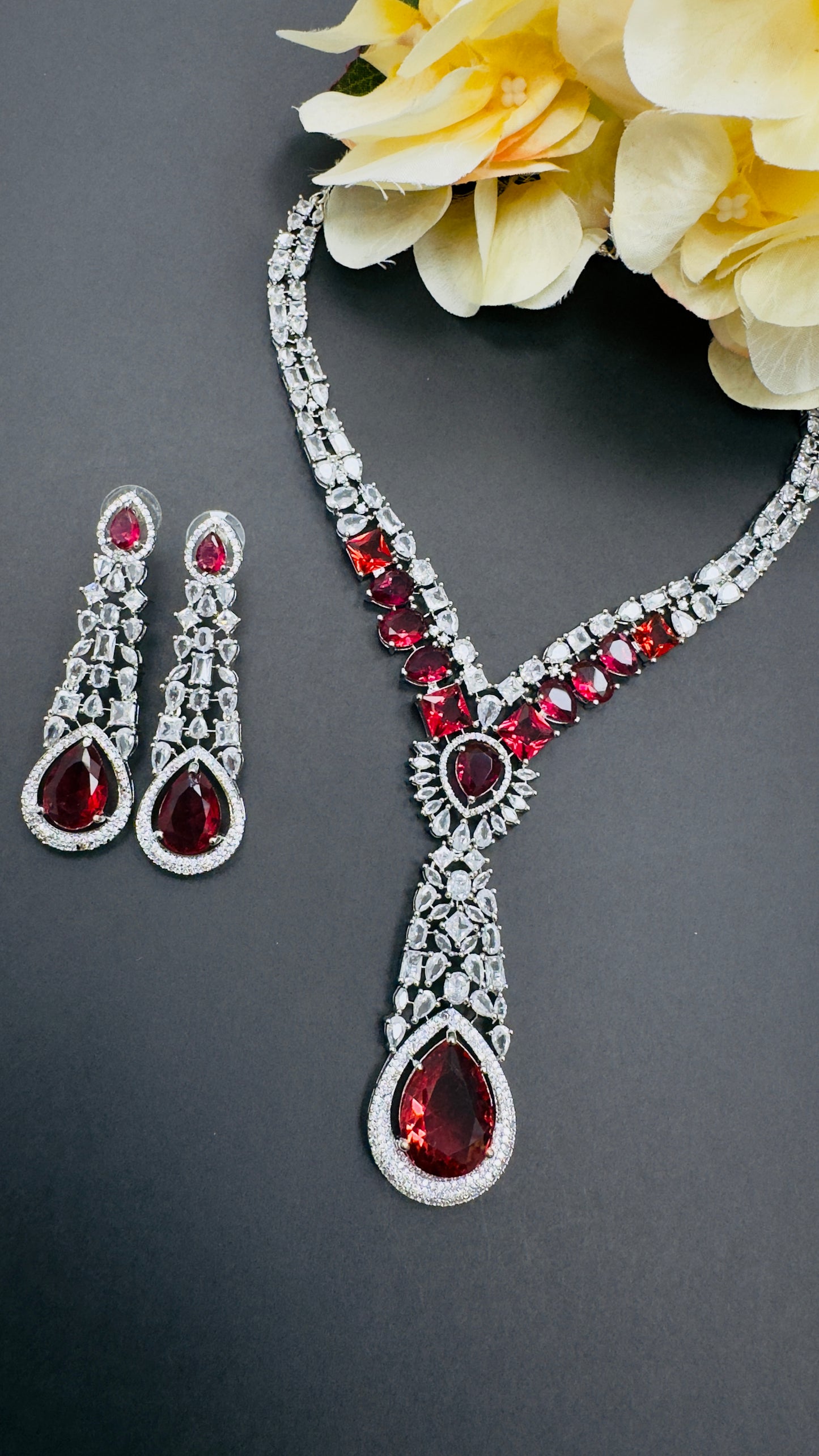 AD Necklace Set – Elegant Diamond Ensemble