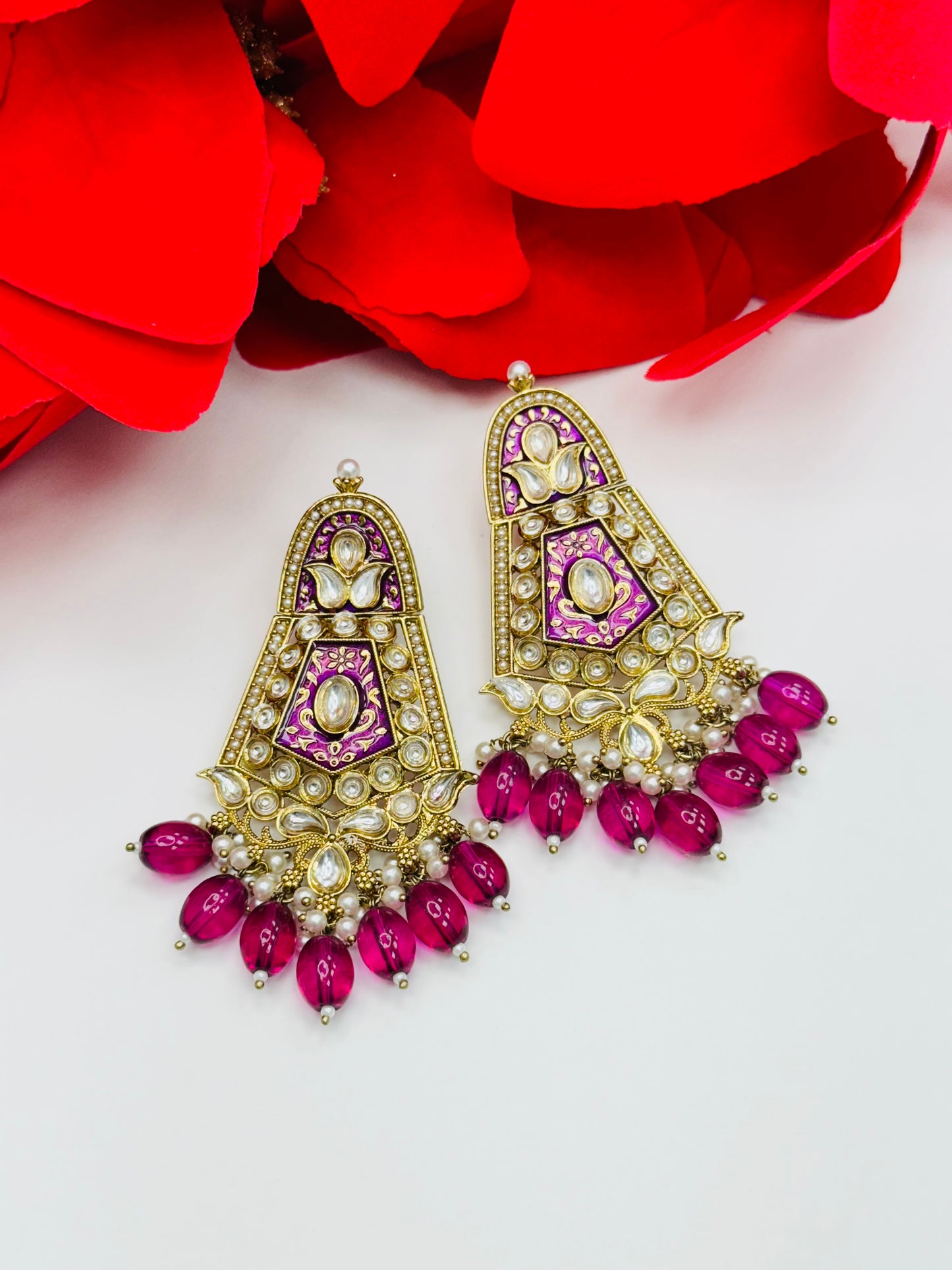 Kundan and Meenakari Earrings