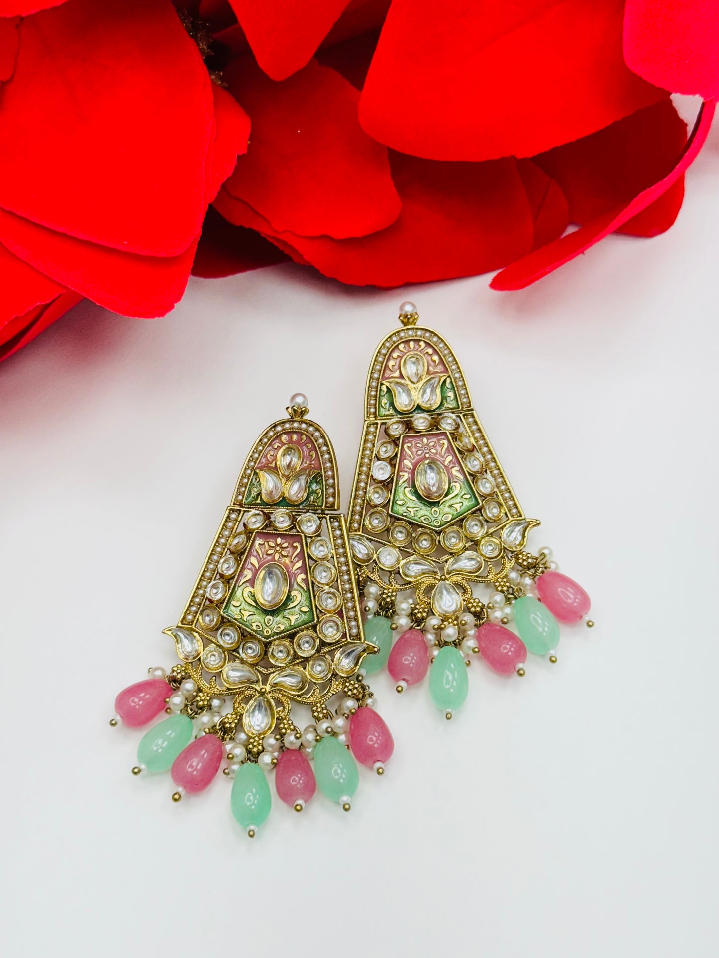 Kundan and Meenakari Earrings