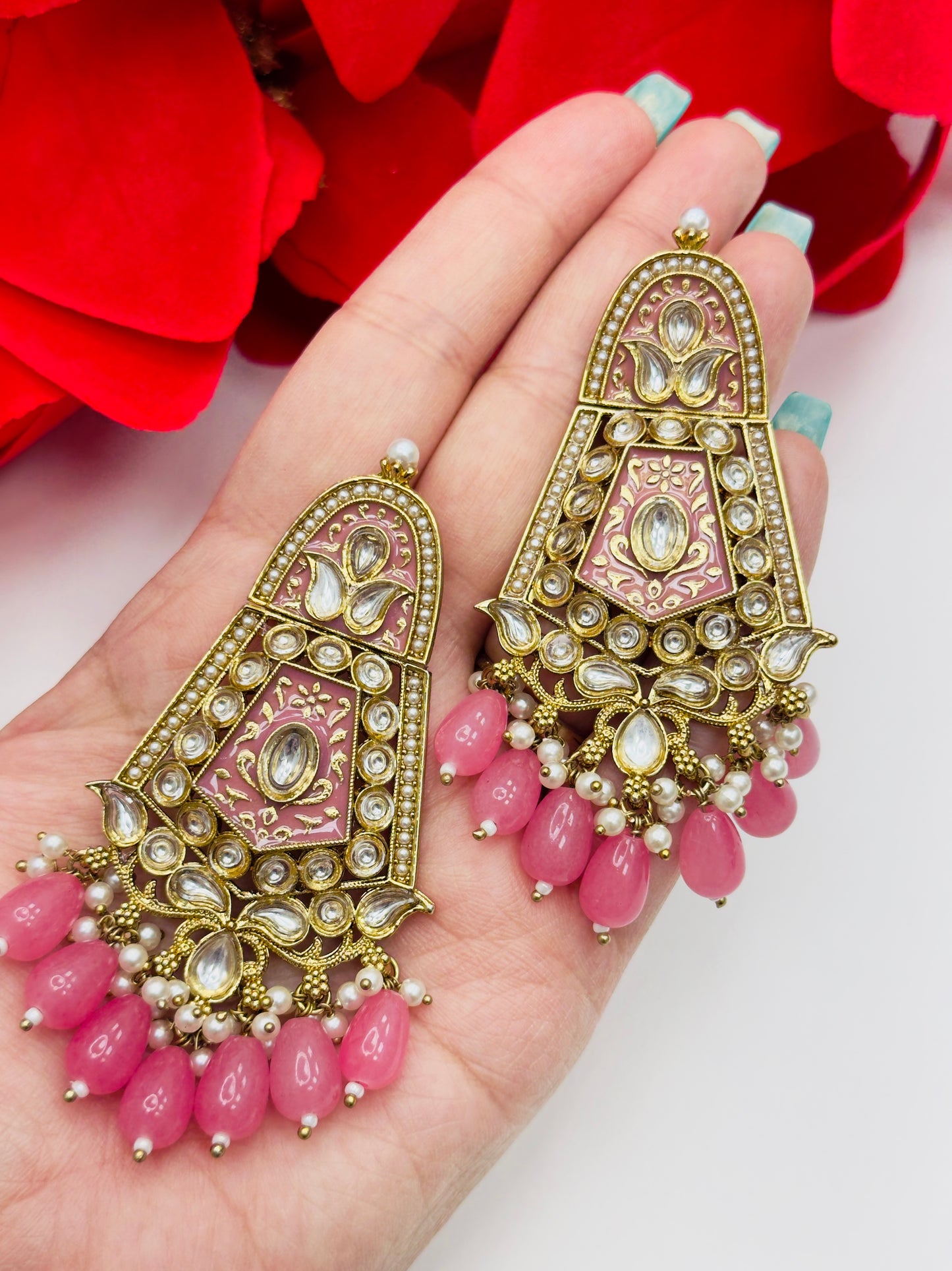 Kundan and Meenakari Earrings