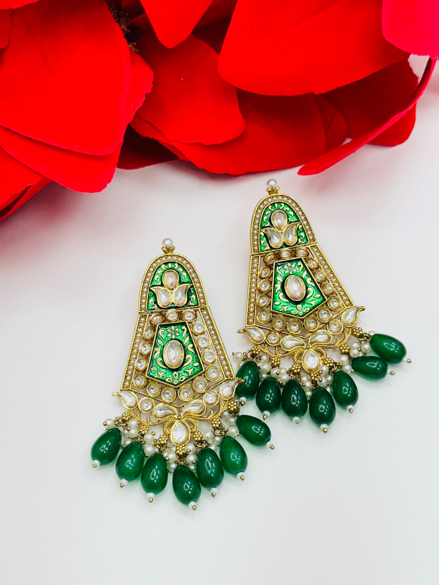 Kundan and Meenakari Earrings