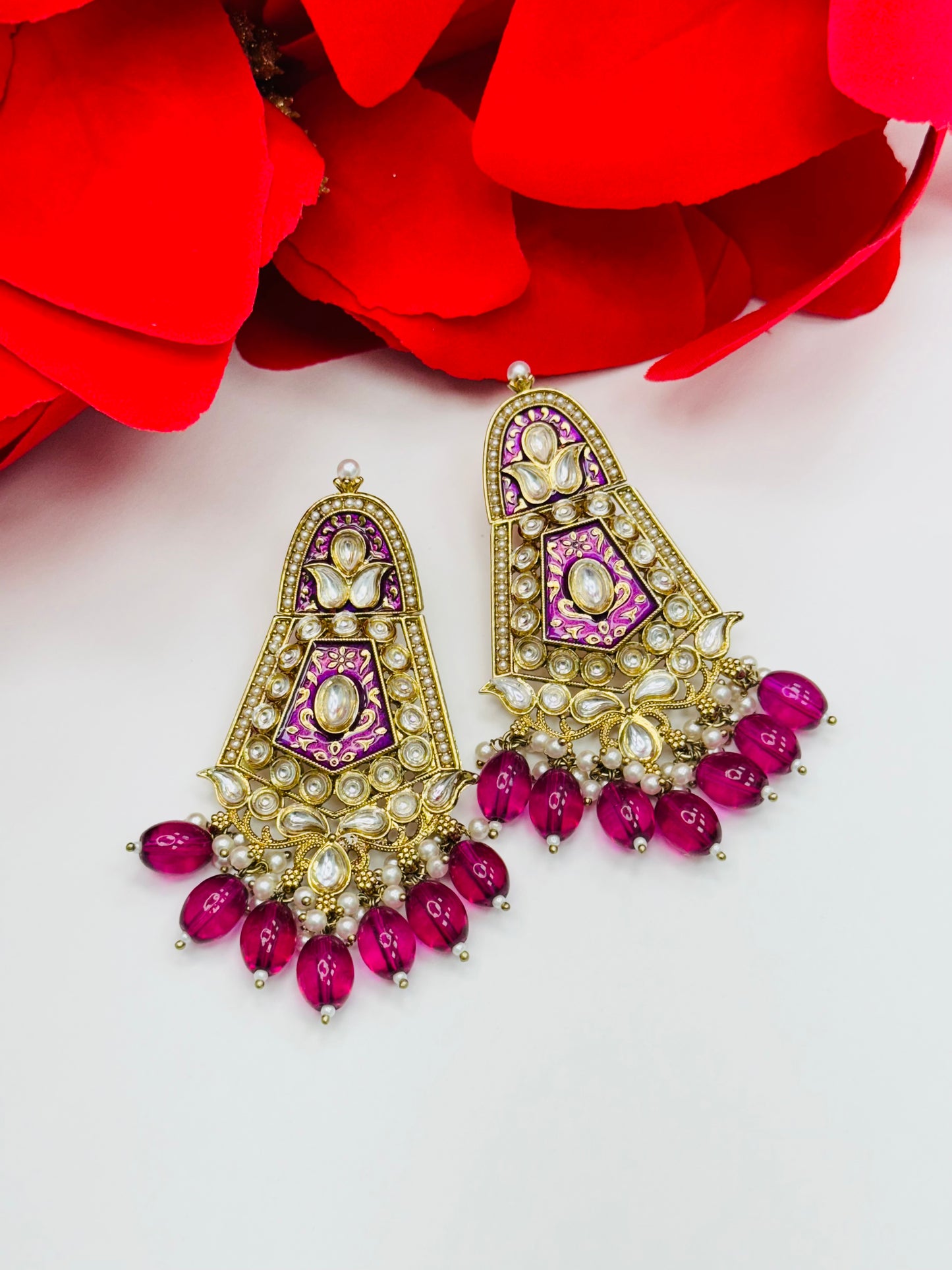 Kundan and Meenakari Earrings