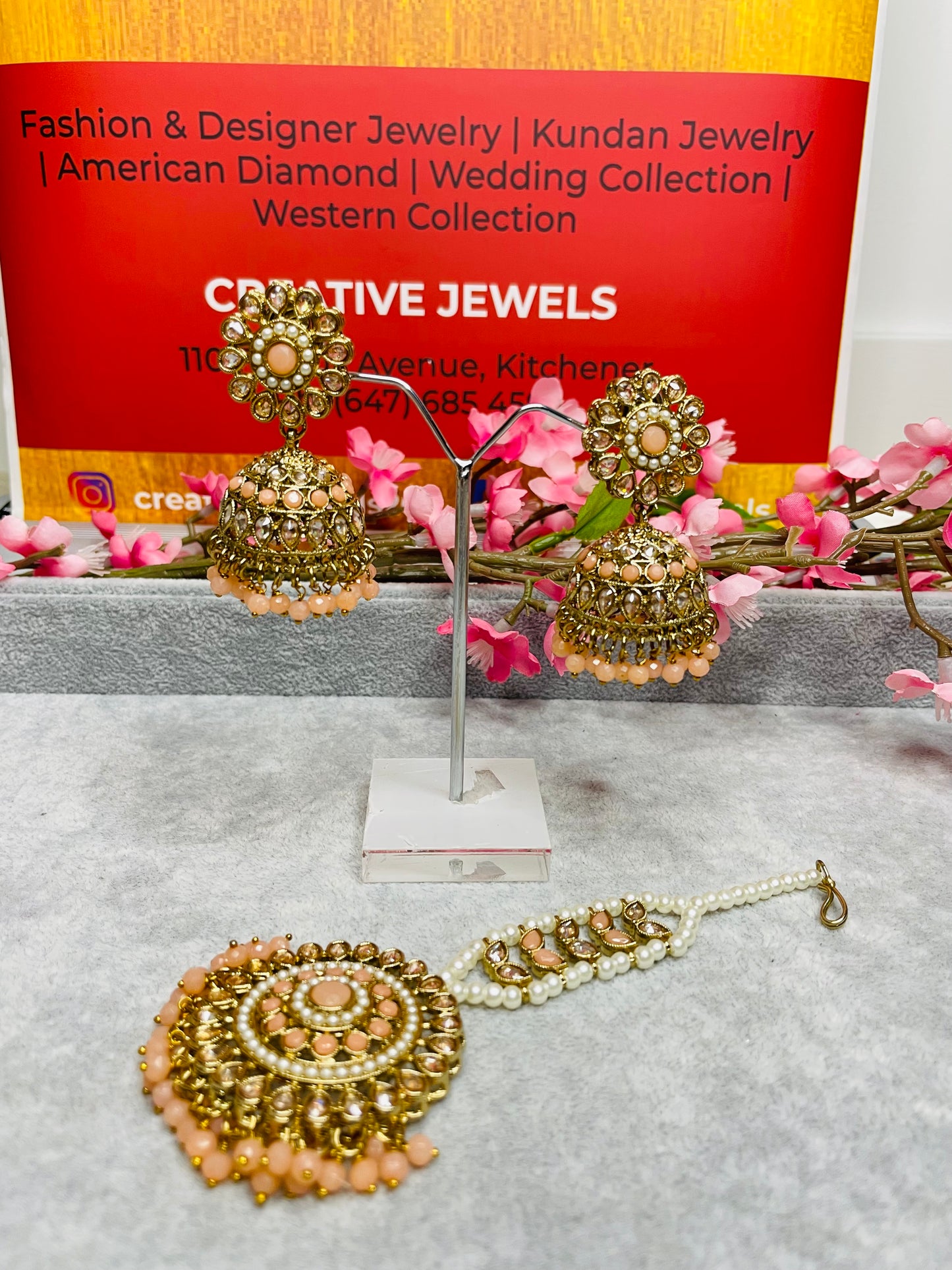 Jhumki tikka set, Indian Jewellery in Canada, Indian Jewelry near me, Indian Jewellery store, Polki Set