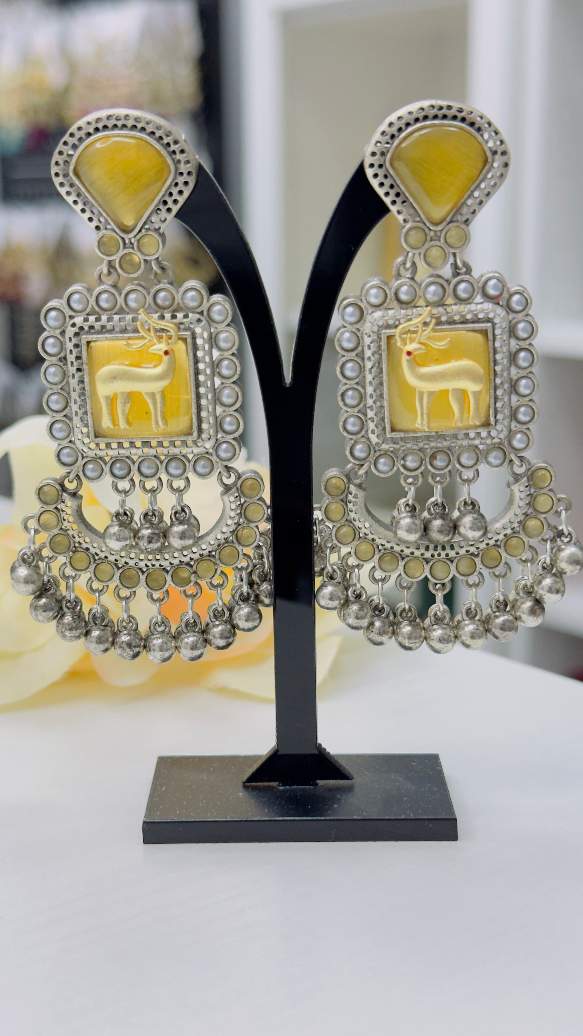 Oxidized Ghungroo Earrings