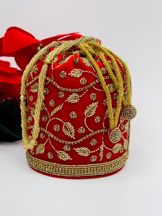 Red Potli Bag | Bold & Elegant | Creative Jewels