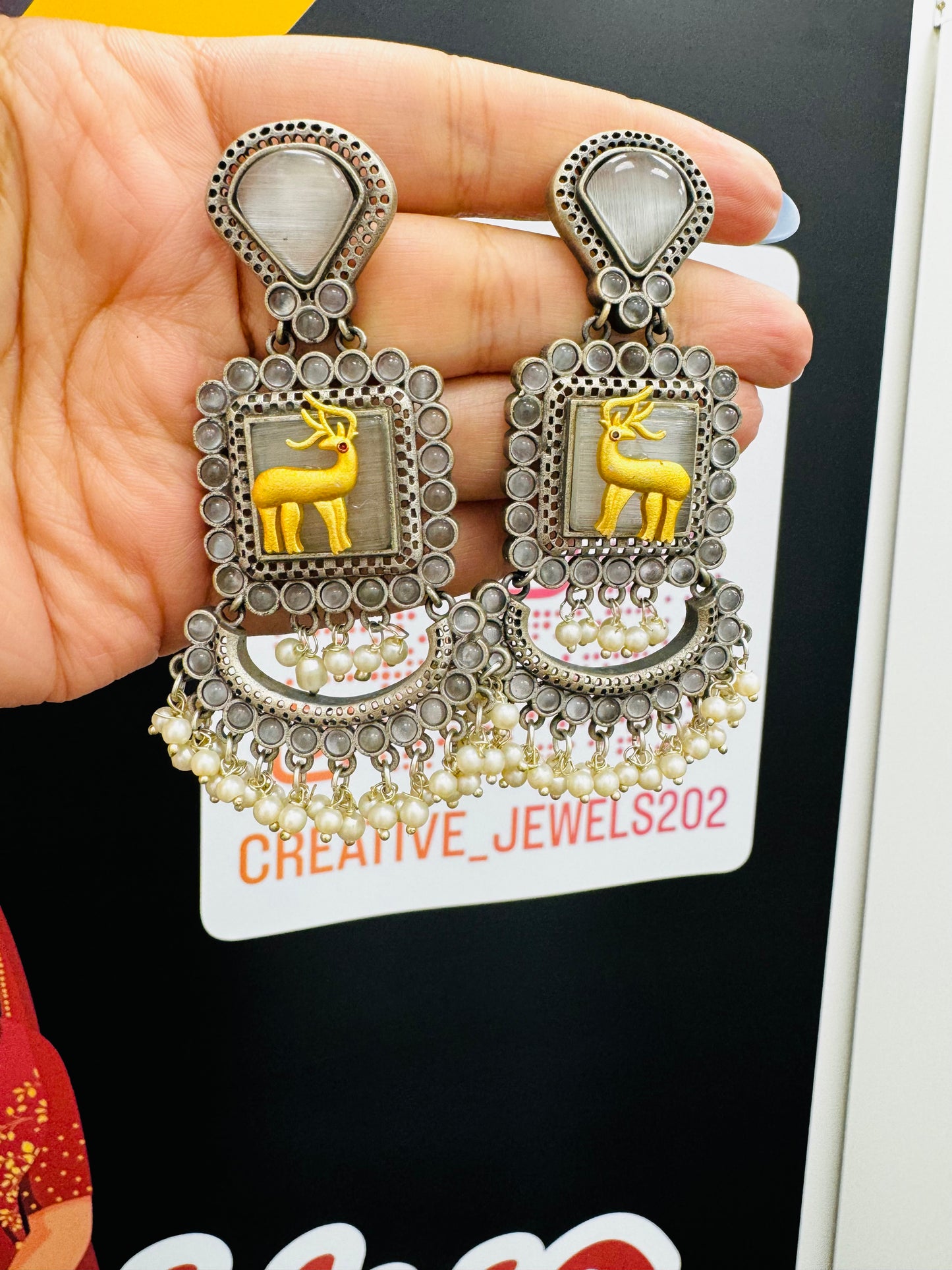 Creative Jewels Oxidized Deer Earrings: Unique and Stylish