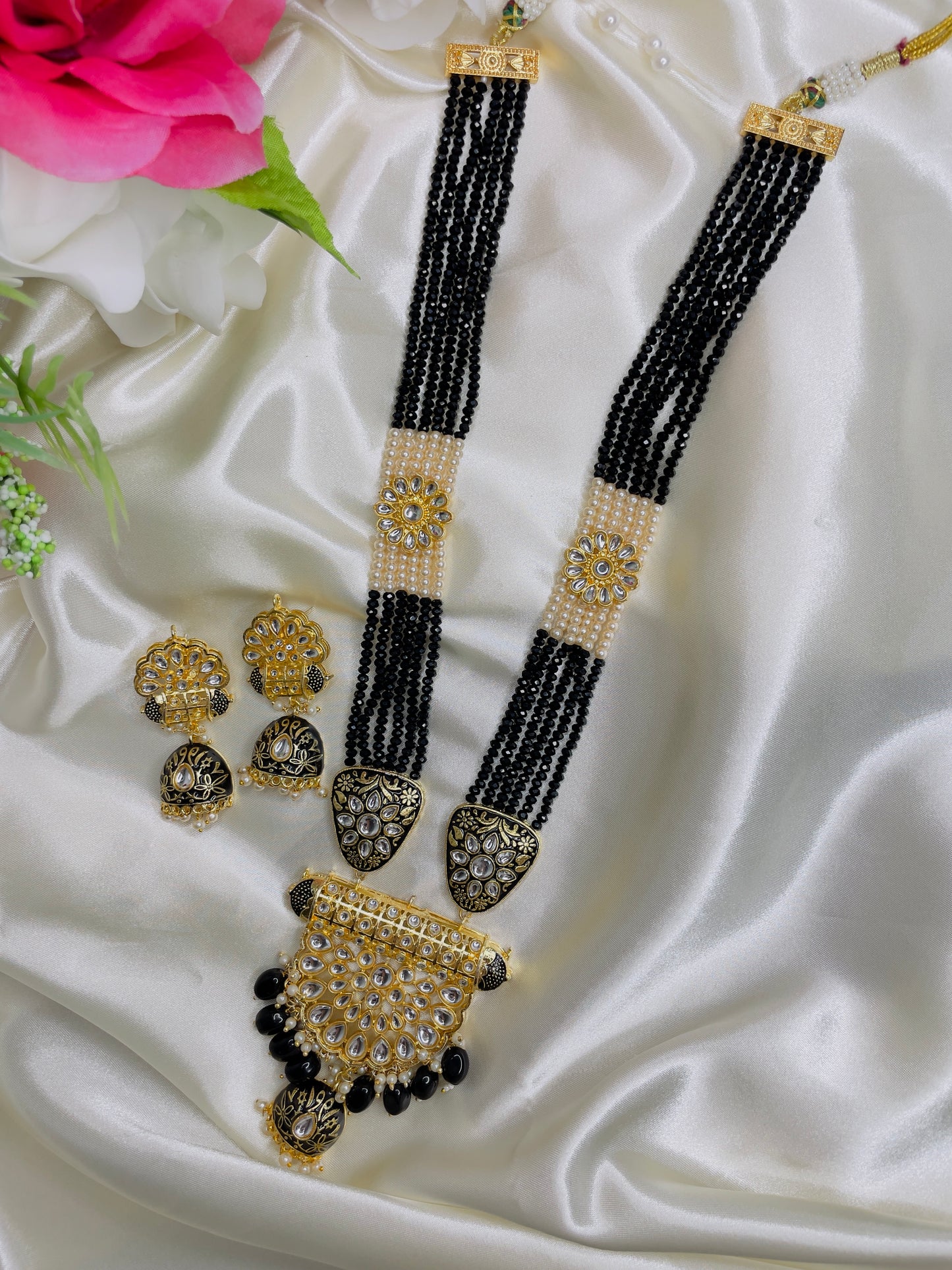 Stylish Kundan Long Necklace Set