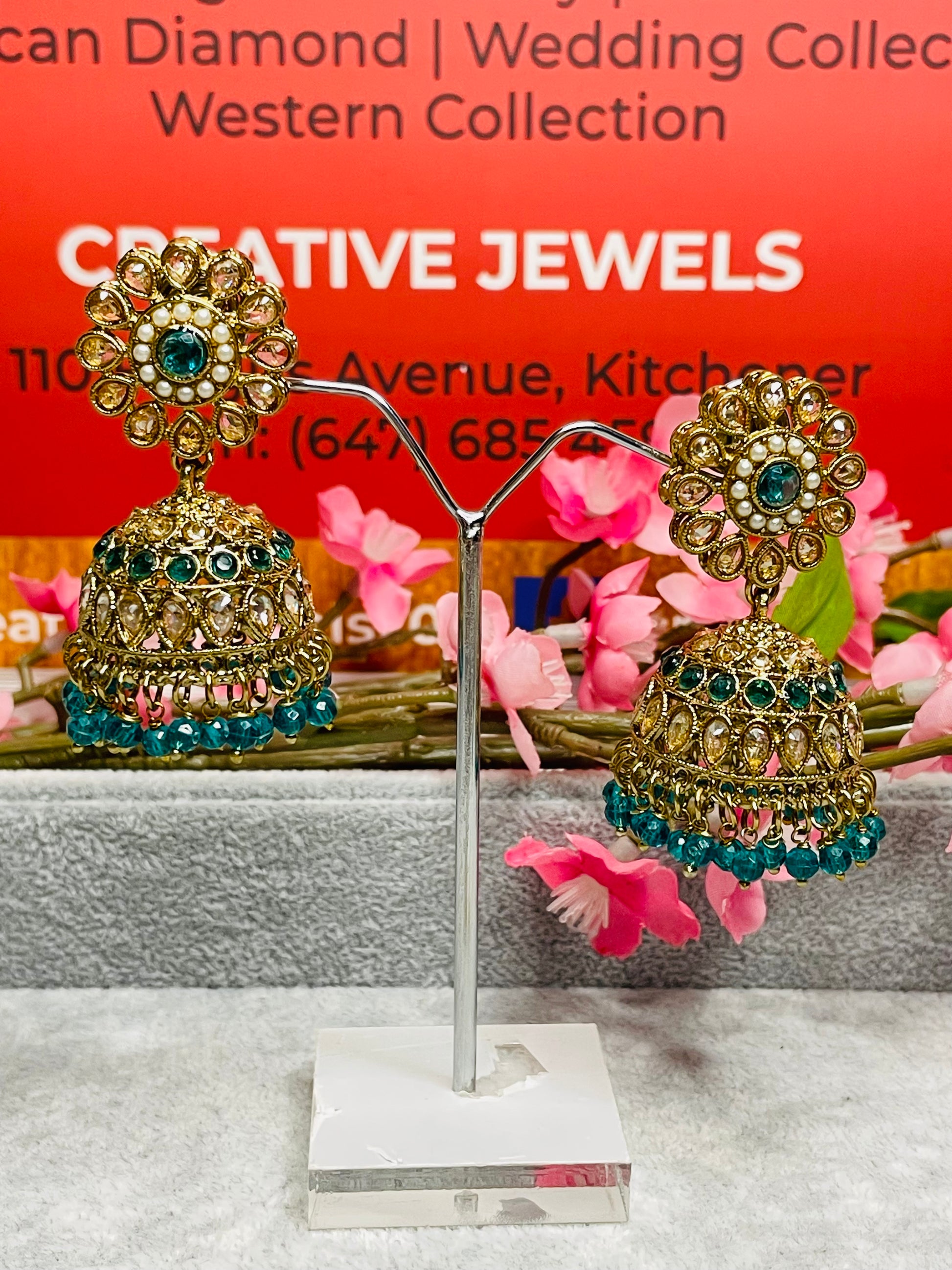 Jhumki tikka set, Indian Jewellery in Canada, Indian Jewelry near me, Indian Jewellery store, Polki Set