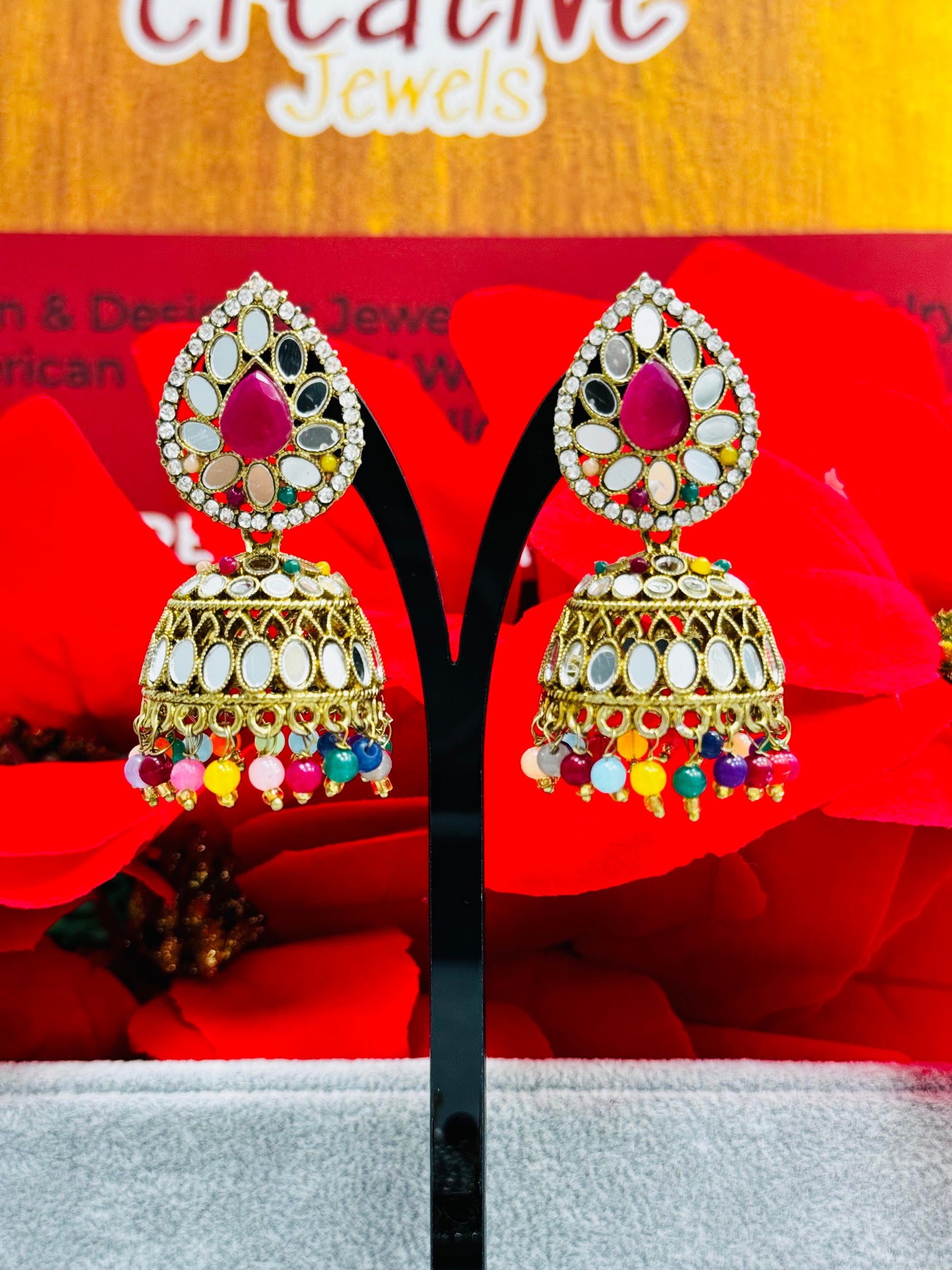 Mirror Jhumki & Tikka Set: Radiate Charm with Creative Jewels