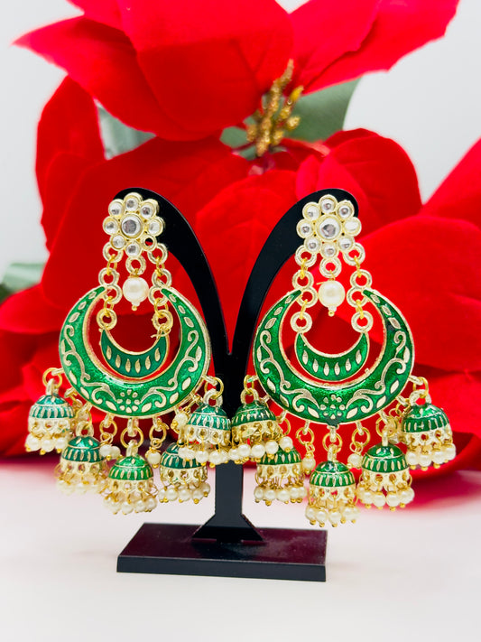 Stunning Meenakari Chandbaalis | Jhumki Earring Set | Creative Jewels