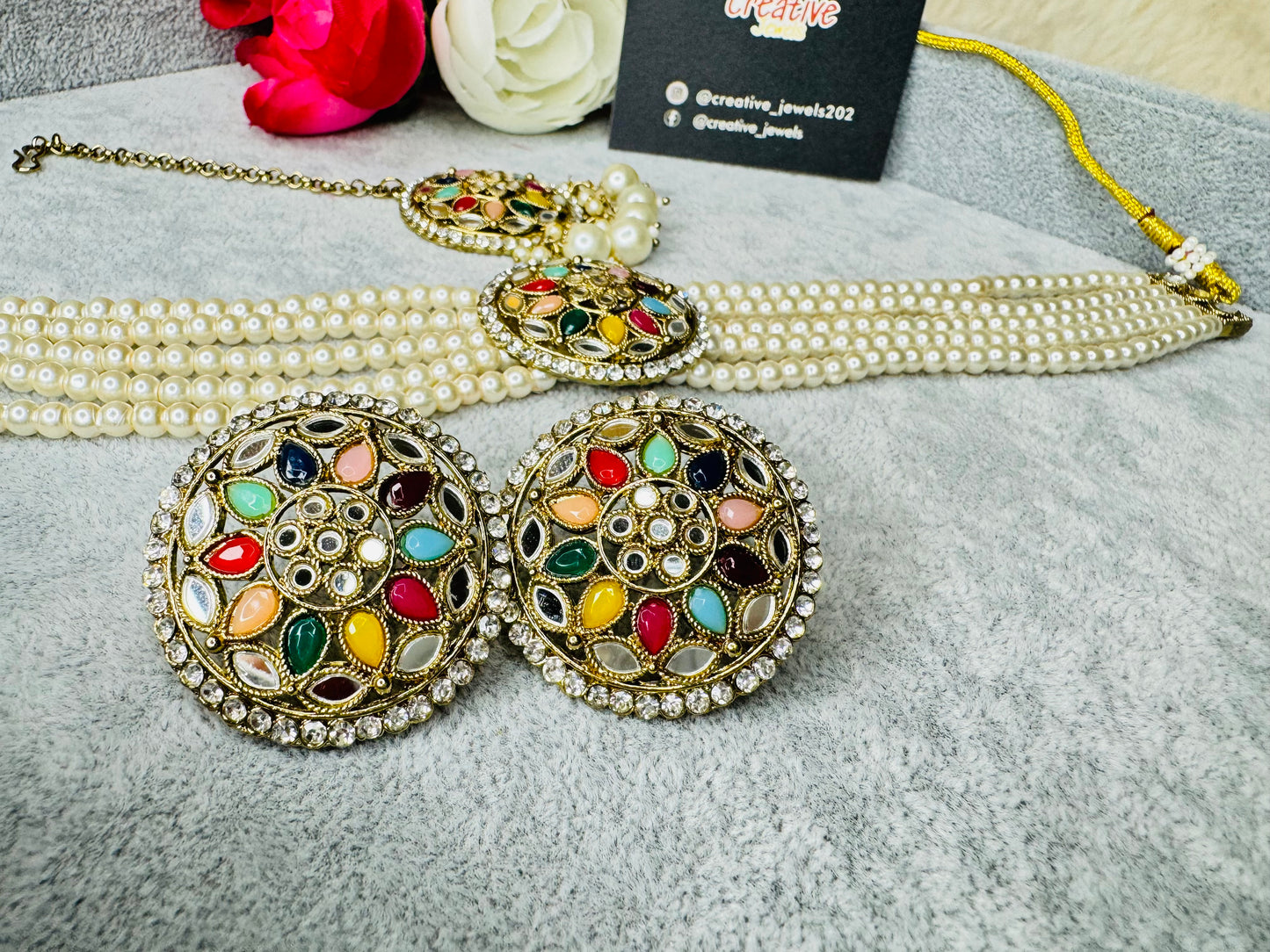 Mirror Choker Set | Indian Jewellery Choker Necklace | Creative Jewels