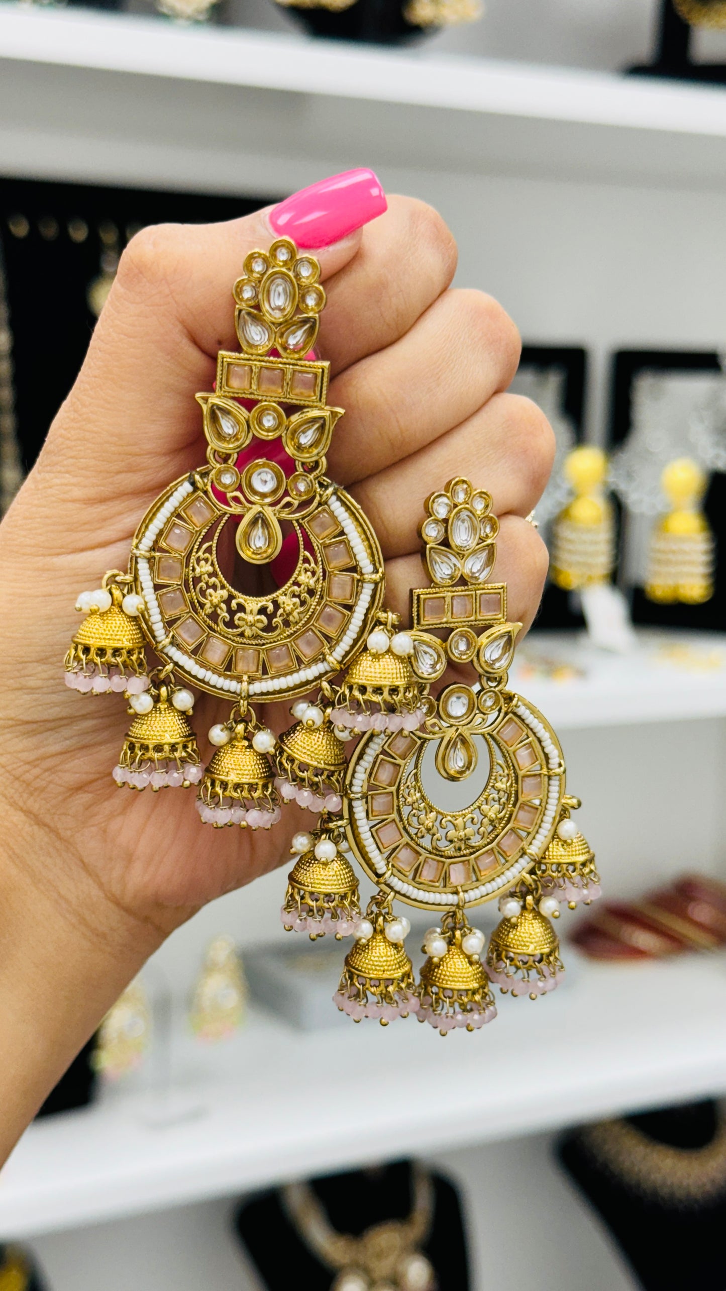 Kundan Chandbaali with small jhumki’s