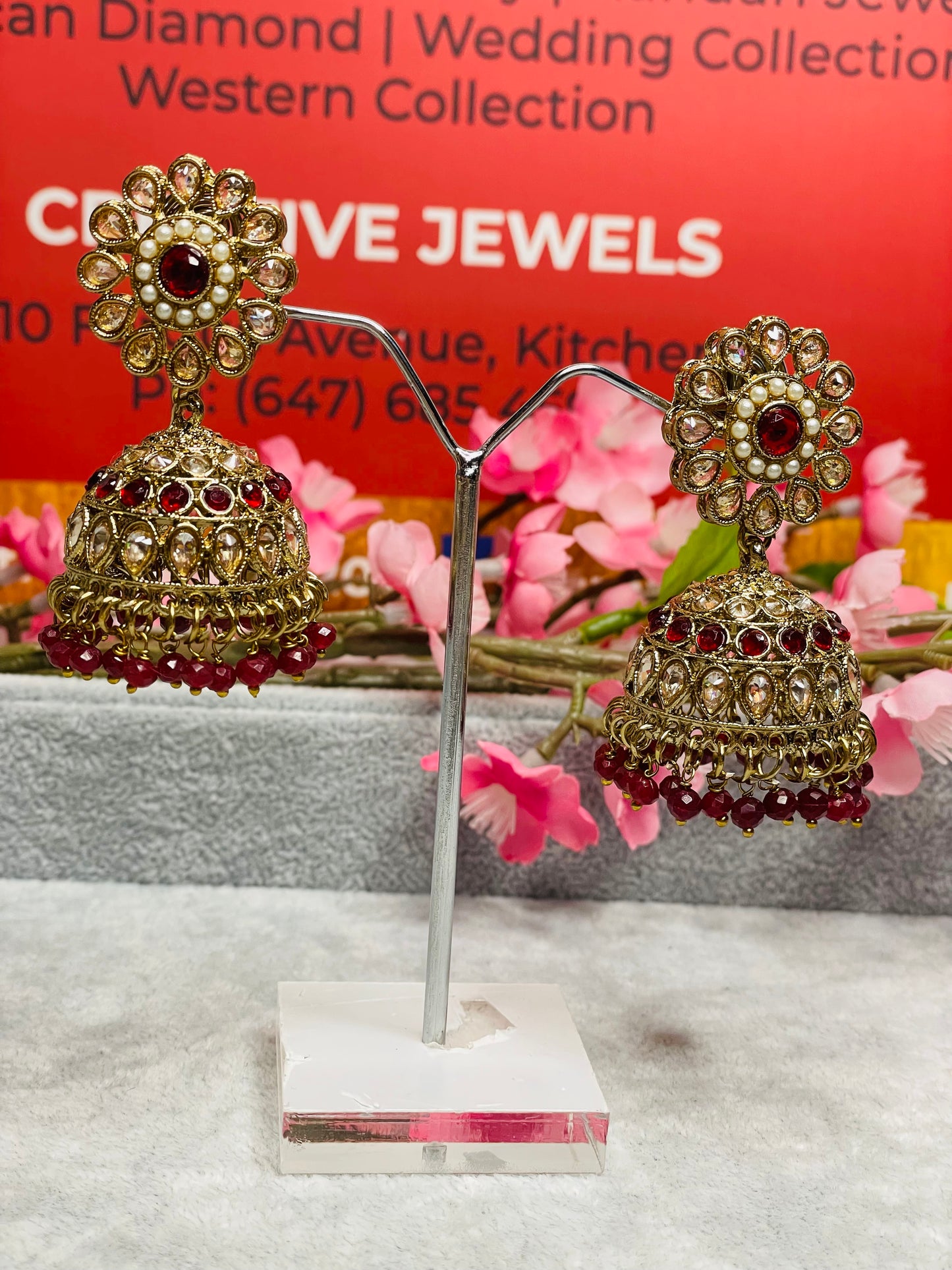 Jhumki tikka set, Indian Jewellery in Canada, Indian Jewelry near me, Indian Jewellery store, Polki Set