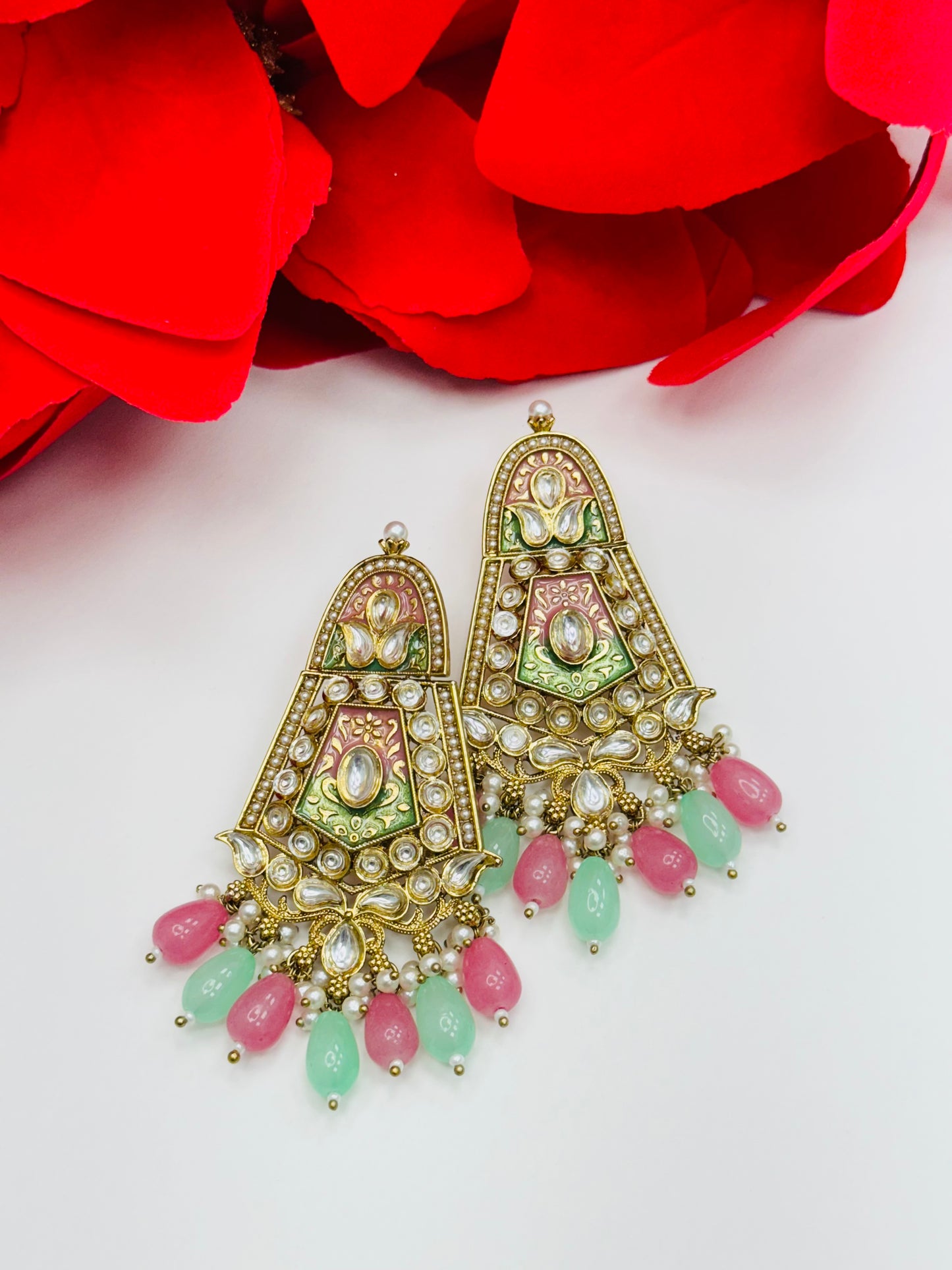 Kundan and Meenakari Earrings