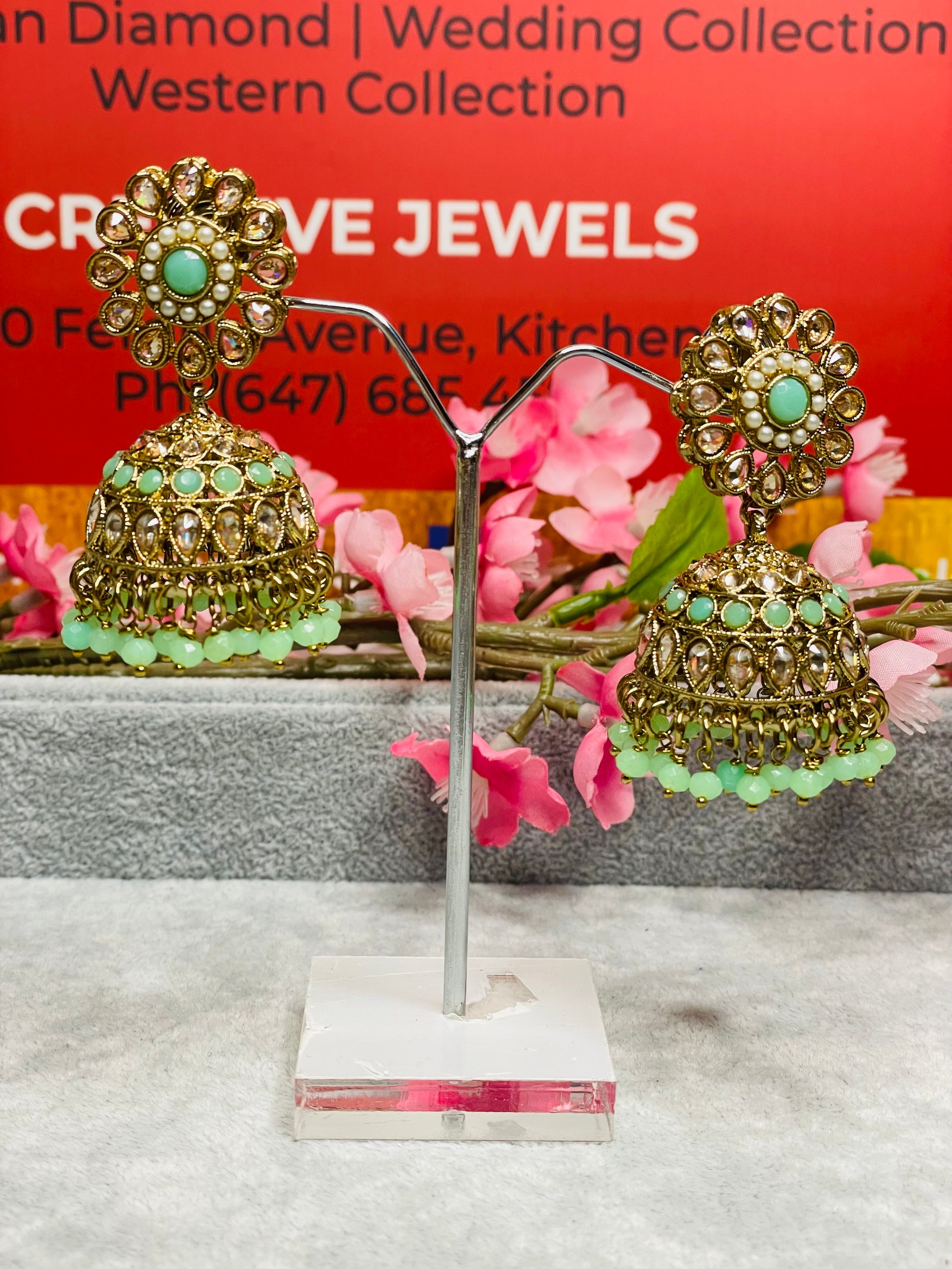 Indian Jewellery Jhumki Set | Polki Earrings and Tikka Set for Traditional Elegance | Creative Jewels