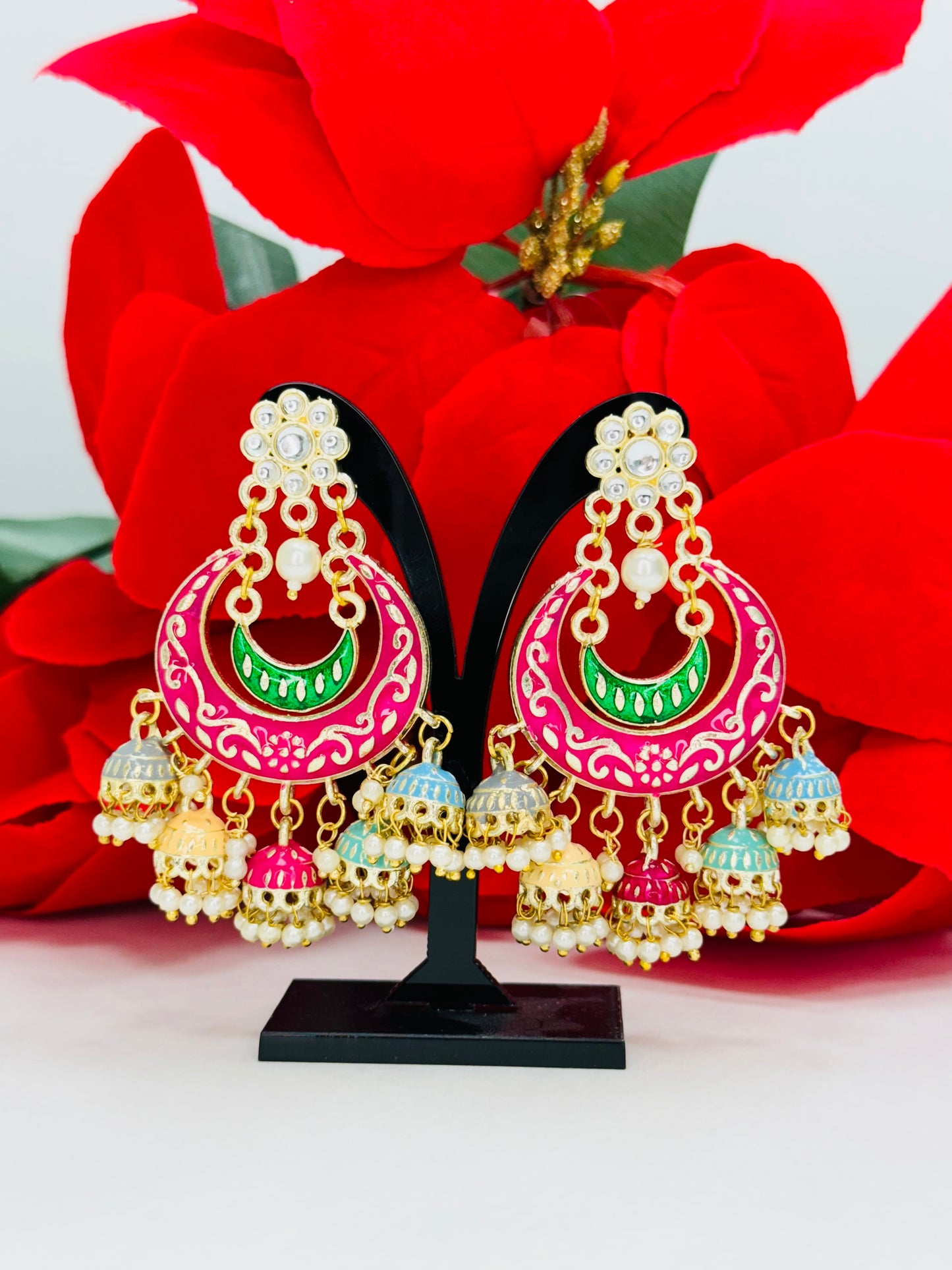 Stunning Meenakari Chandbaalis | Jhumki Earring Set | Creative Jewels