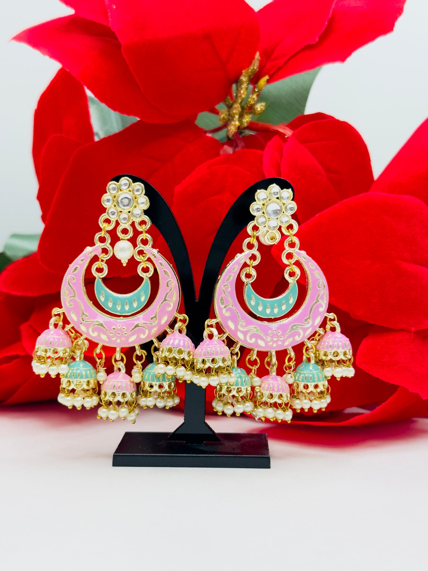 Stunning Meenakari Chandbaalis | Jhumki Earring Set | Creative Jewels