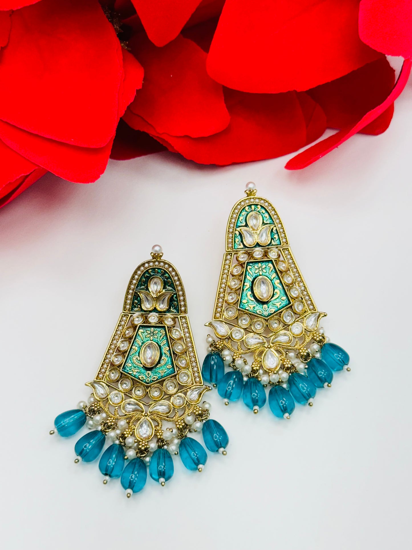 Kundan and Meenakari Earrings