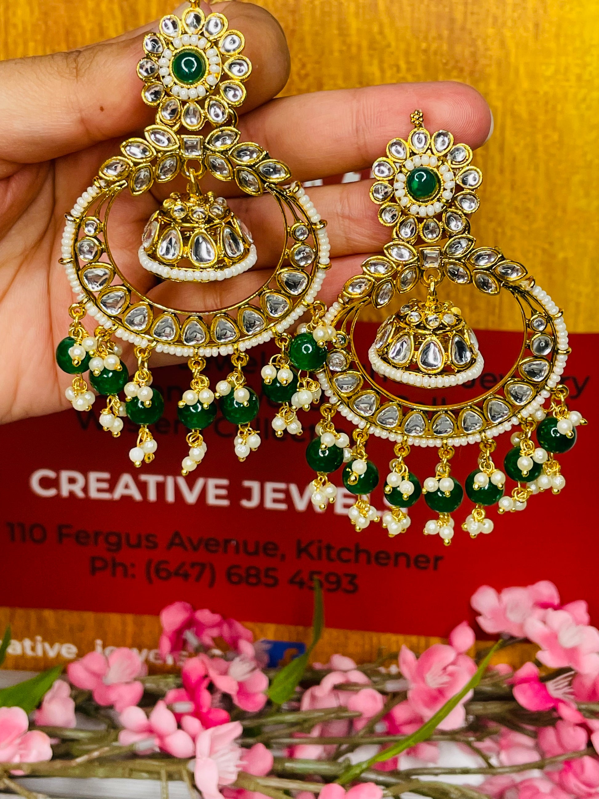  Kundan Jhumka with Sahare