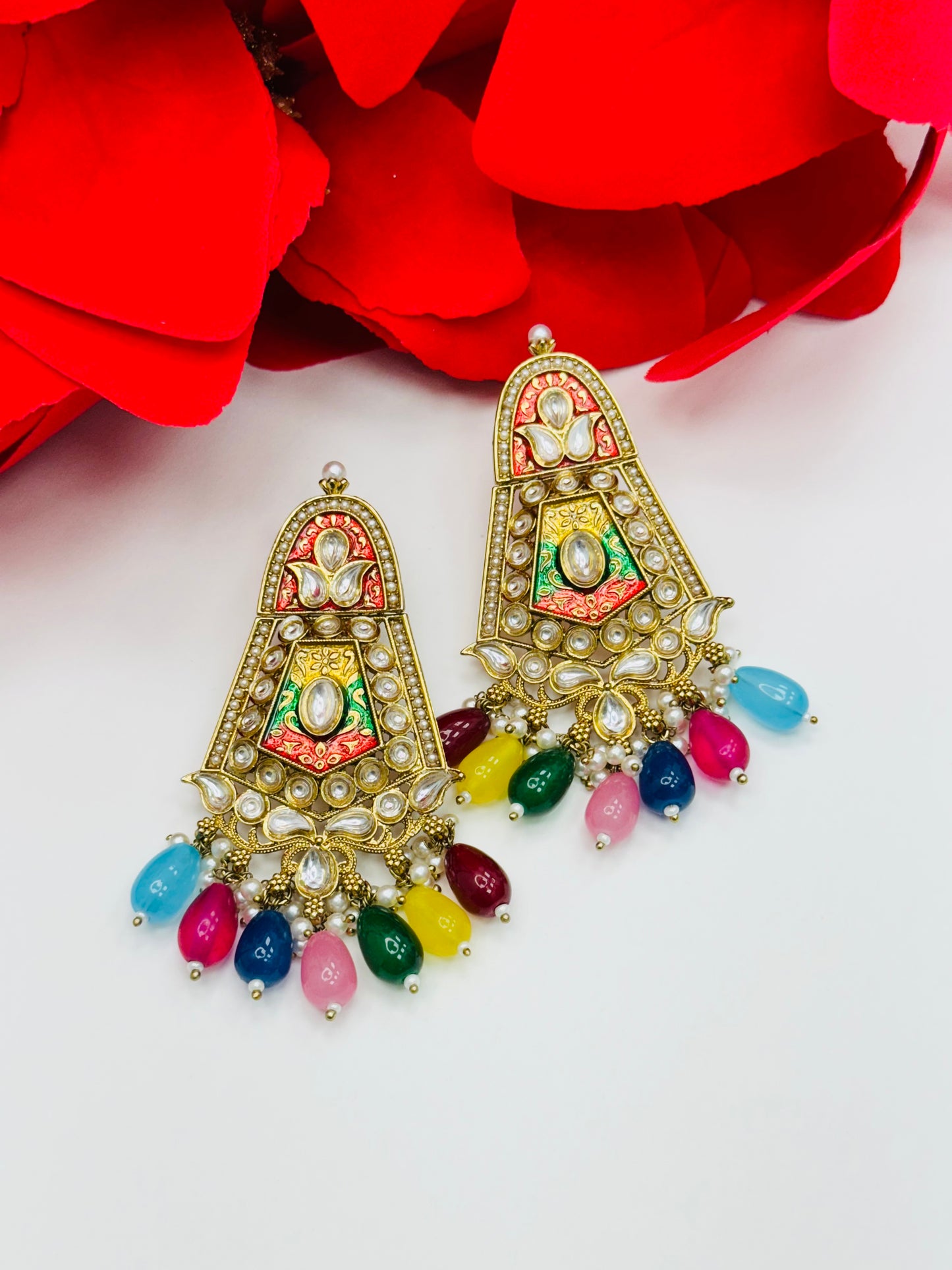 Kundan and Meenakari Earrings