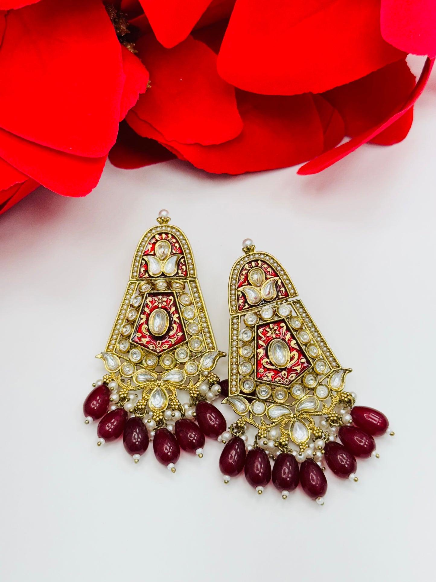 Kundan and Meenakari Earrings