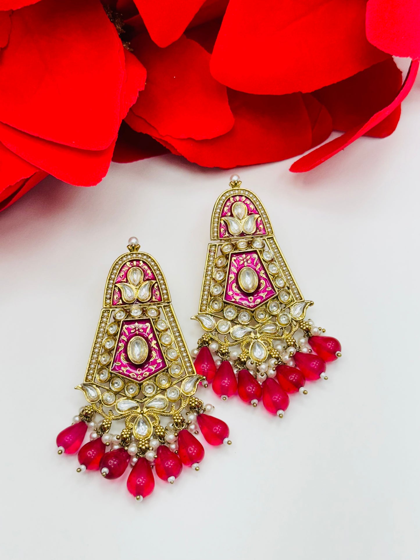 Kundan and Meenakari Earrings