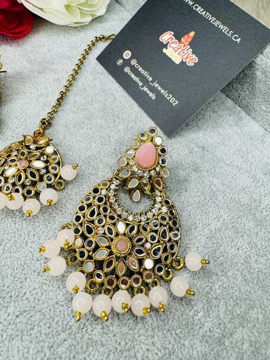 Mirror Earrings & Tikka Set: Enhance Your Style with Creative Jewels