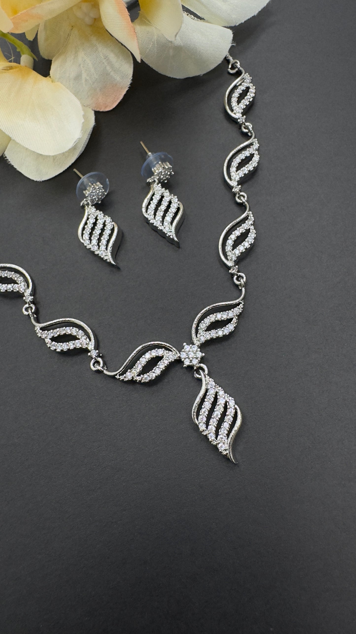 Sparkling Elegance : AD Necklace Set | Creative Jewels