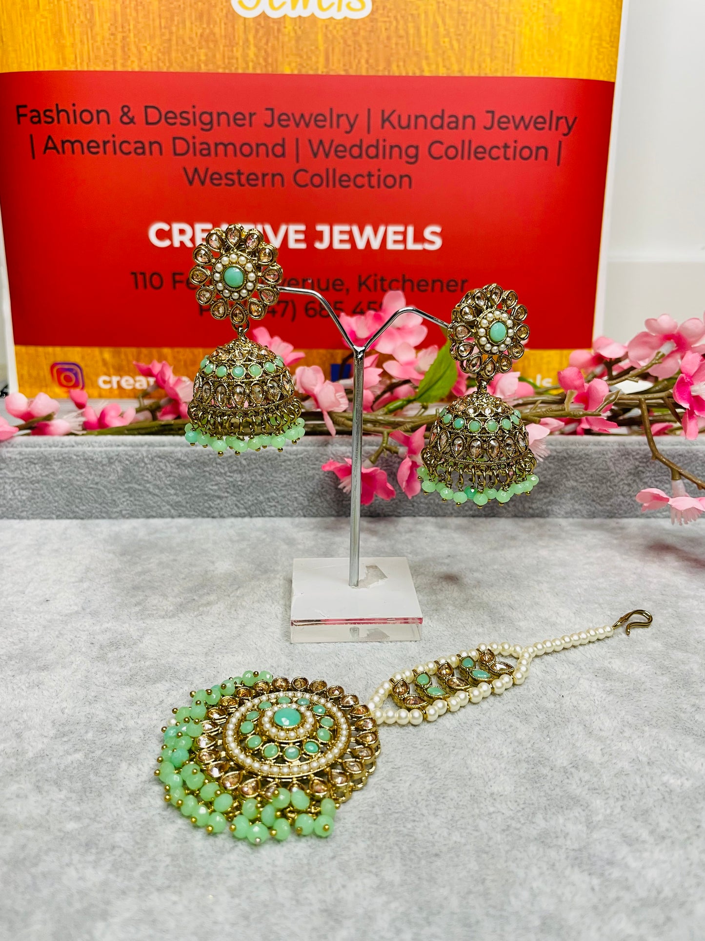 Indian Jewellery Jhumki Set | Polki Earrings and Tikka Set for Traditional Elegance | Creative Jewels