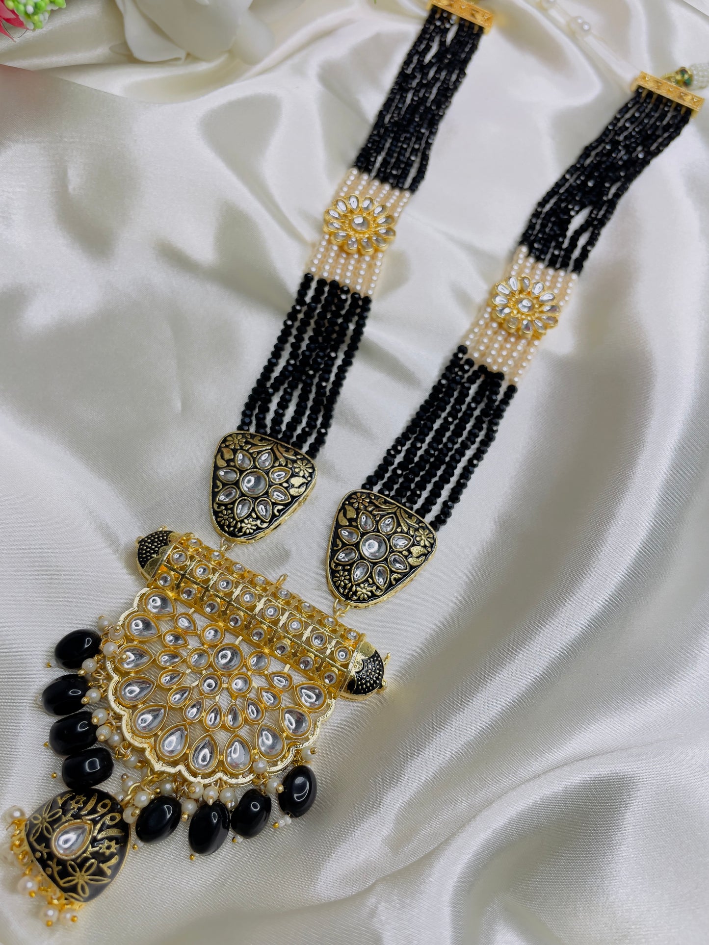 Stylish Kundan Long Necklace Set