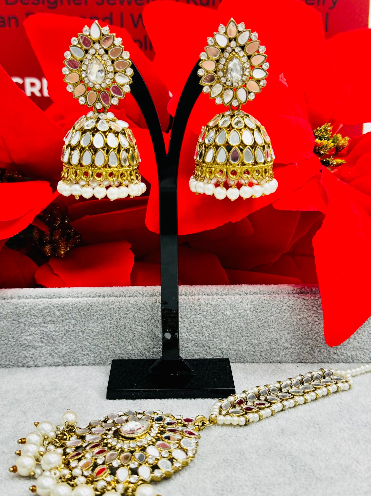 Mirror Jhumki & Tikka Set: Radiate Charm with Creative Jewels