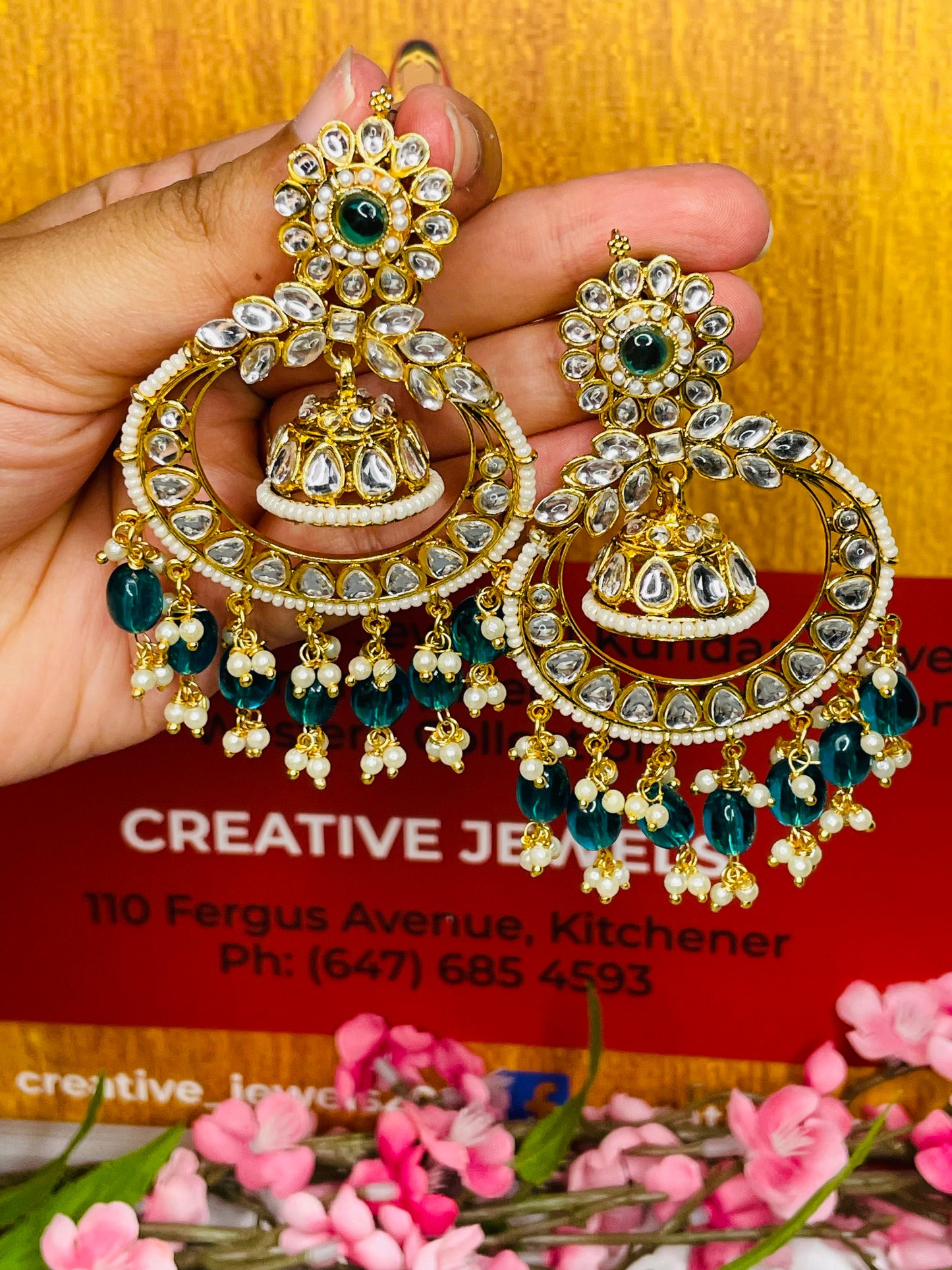  Kundan Jhumka with Sahare