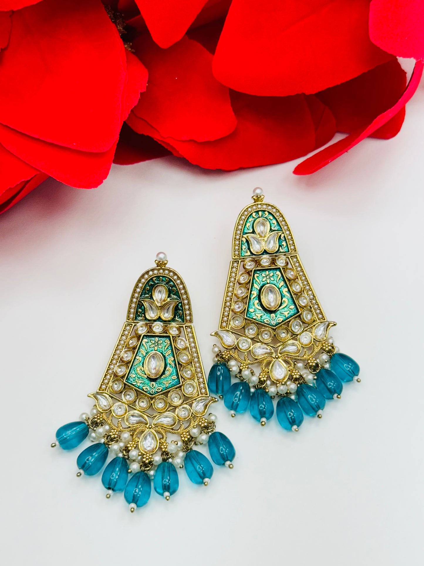 Kundan and Meenakari Earrings