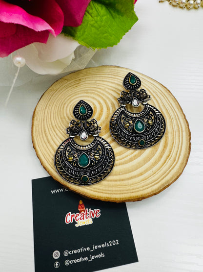 Charm Your Look with Oxidized Chandbaali Earrings by Creative Jewels