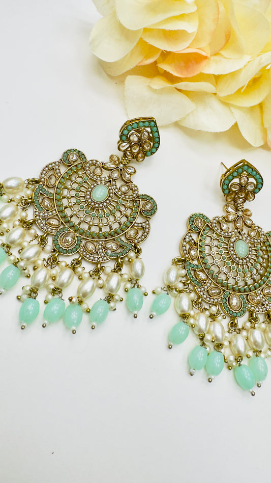 Jadau Earrings and Tikka Ensemble: Jeweled Majesty