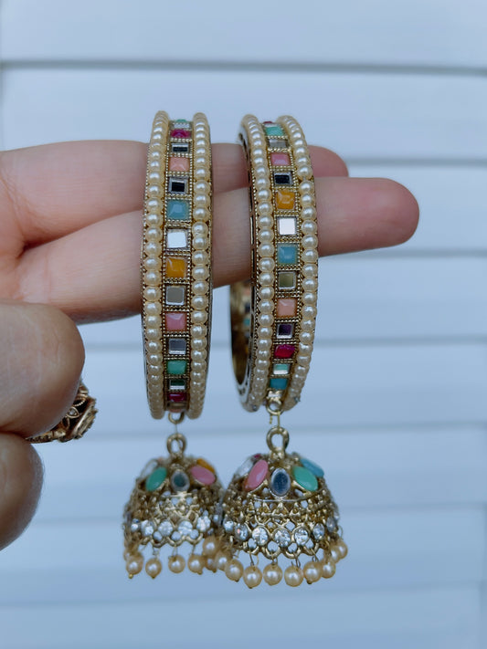 Creative Jewels Mirror Kada’s with Jhumki Earrings
