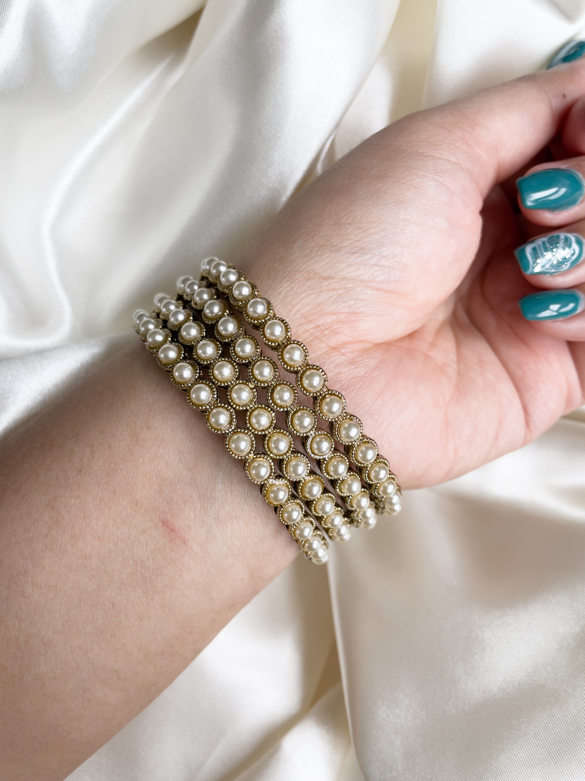 Vintage-Inspired Pearl Kada’s with Antique Polish - Creative Jewels