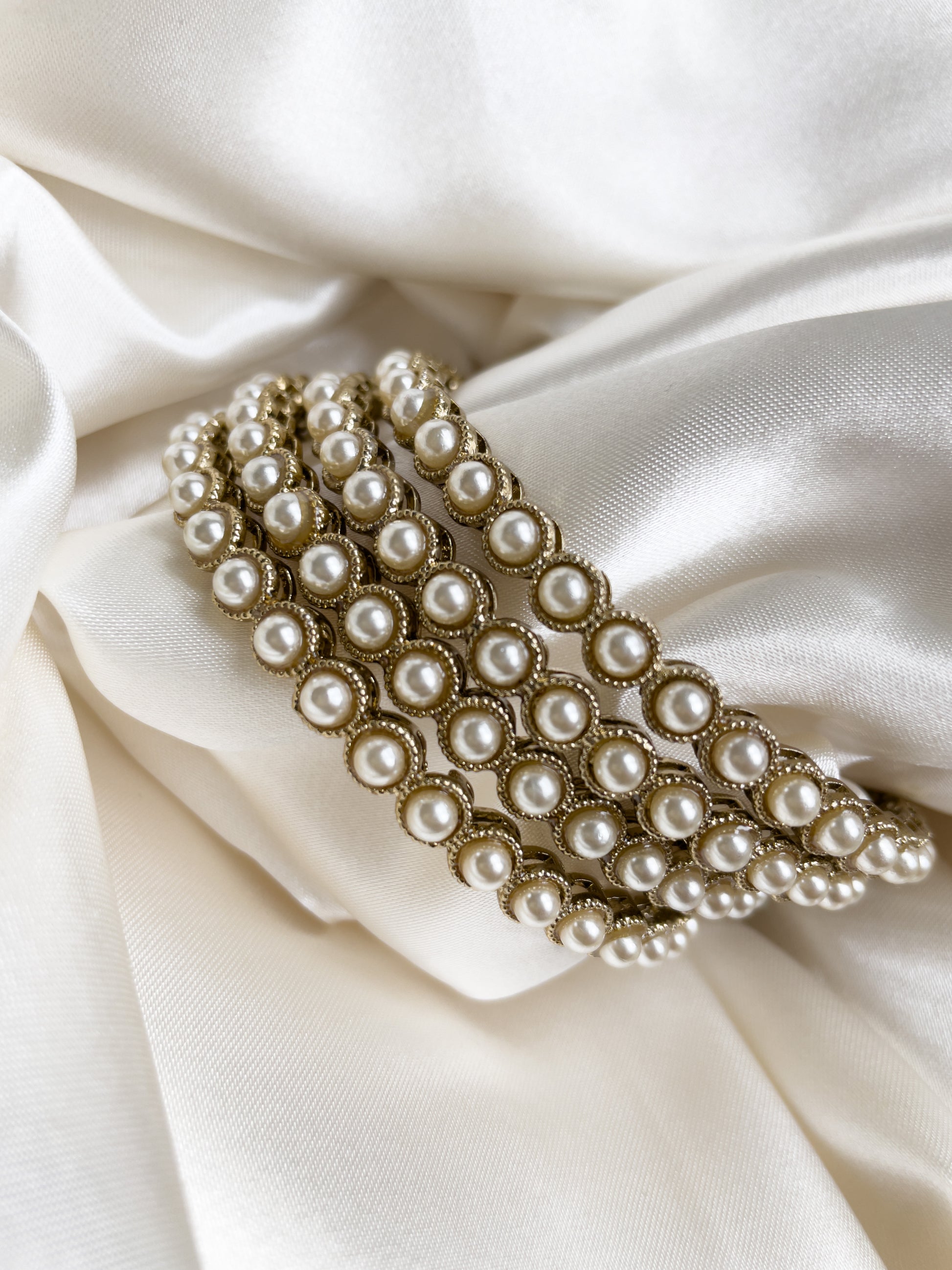 Vintage-Inspired Pearl Kada’s with Antique Polish - Creative Jewels