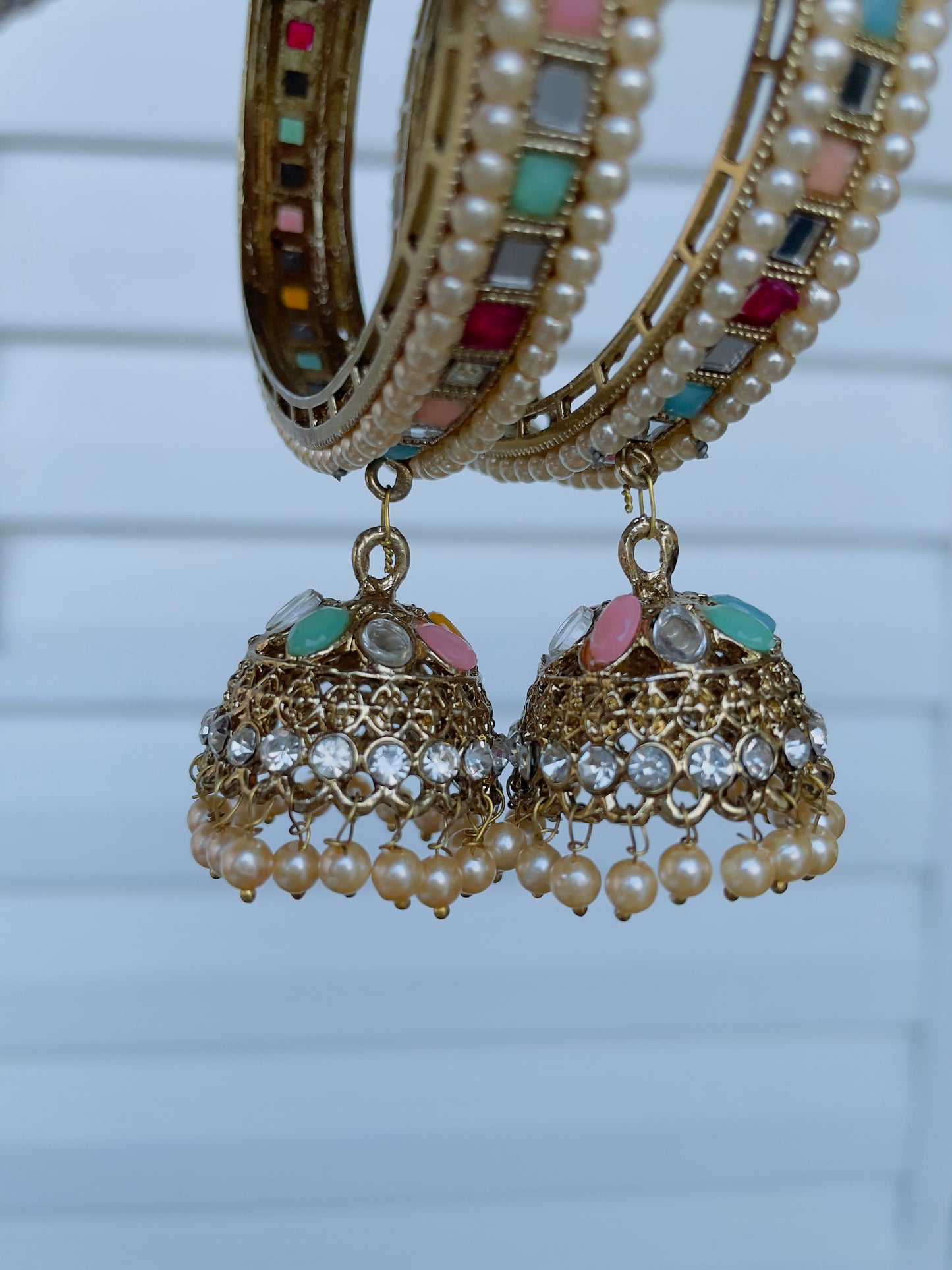 Creative Jewels Mirror Kada’s with Jhumki Earrings