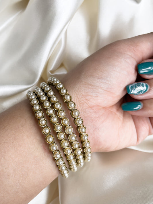 Vintage-Inspired Pearl Kada’s with Antique Polish - Creative Jewels