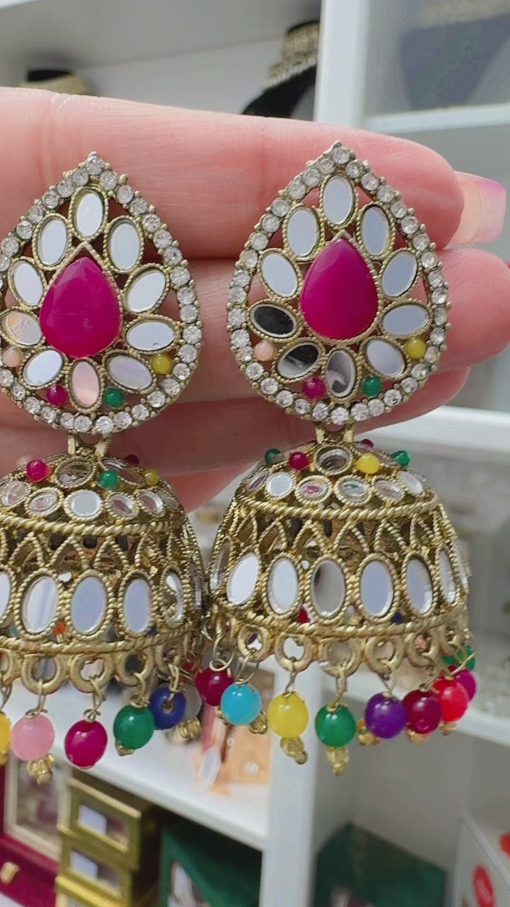 Mirror Jhumki & Tikka Set: Radiate Charm with Creative Jewels