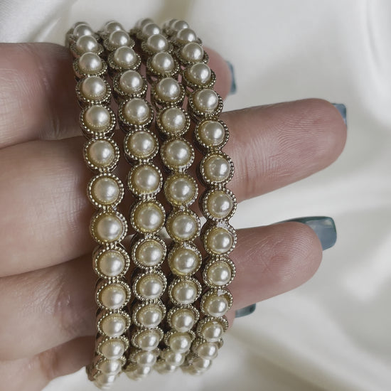 Vintage-Inspired Pearl Kada’s with Antique Polish - Creative Jewels