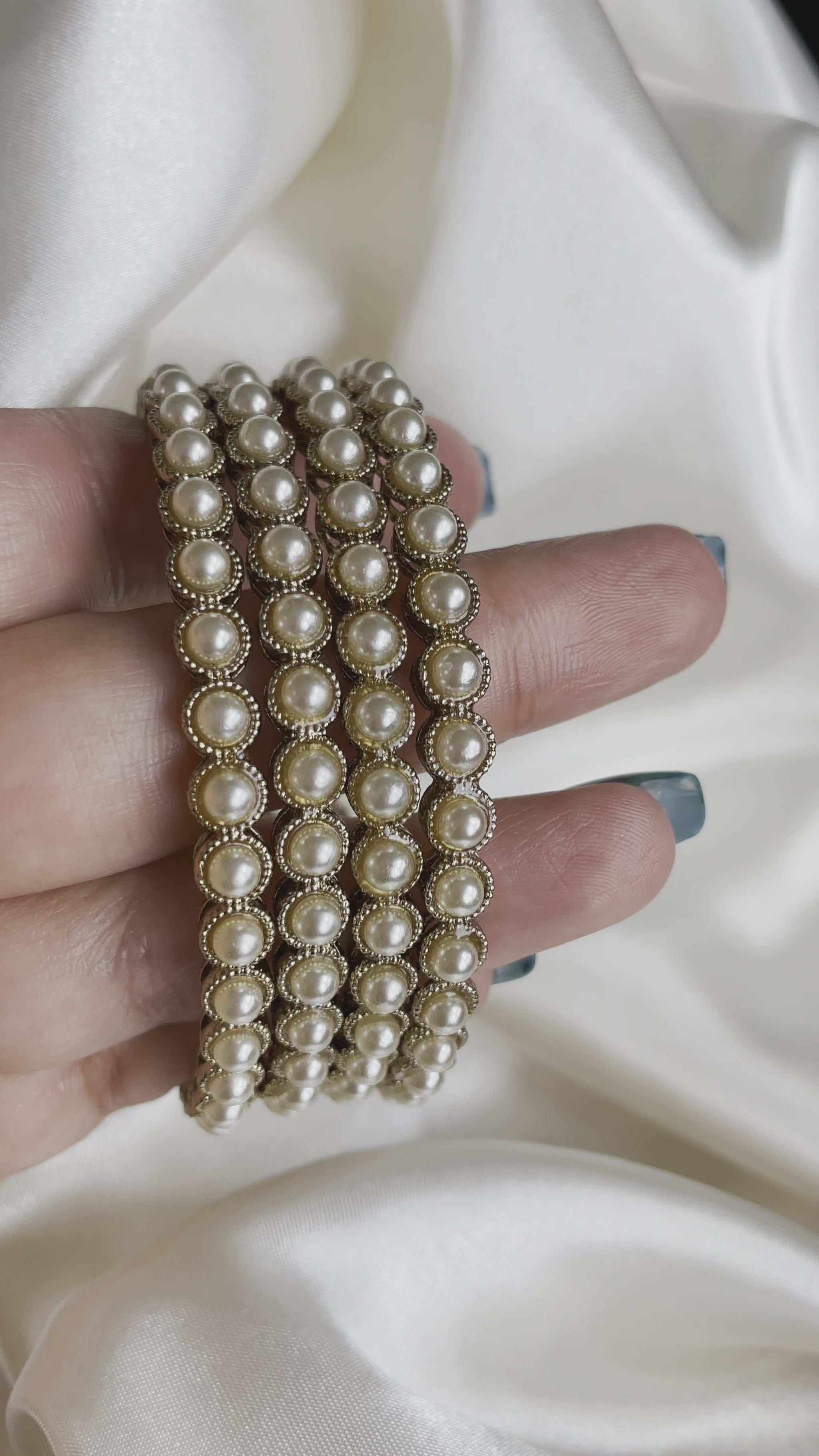 Vintage-Inspired Pearl Kada’s with Antique Polish - Creative Jewels