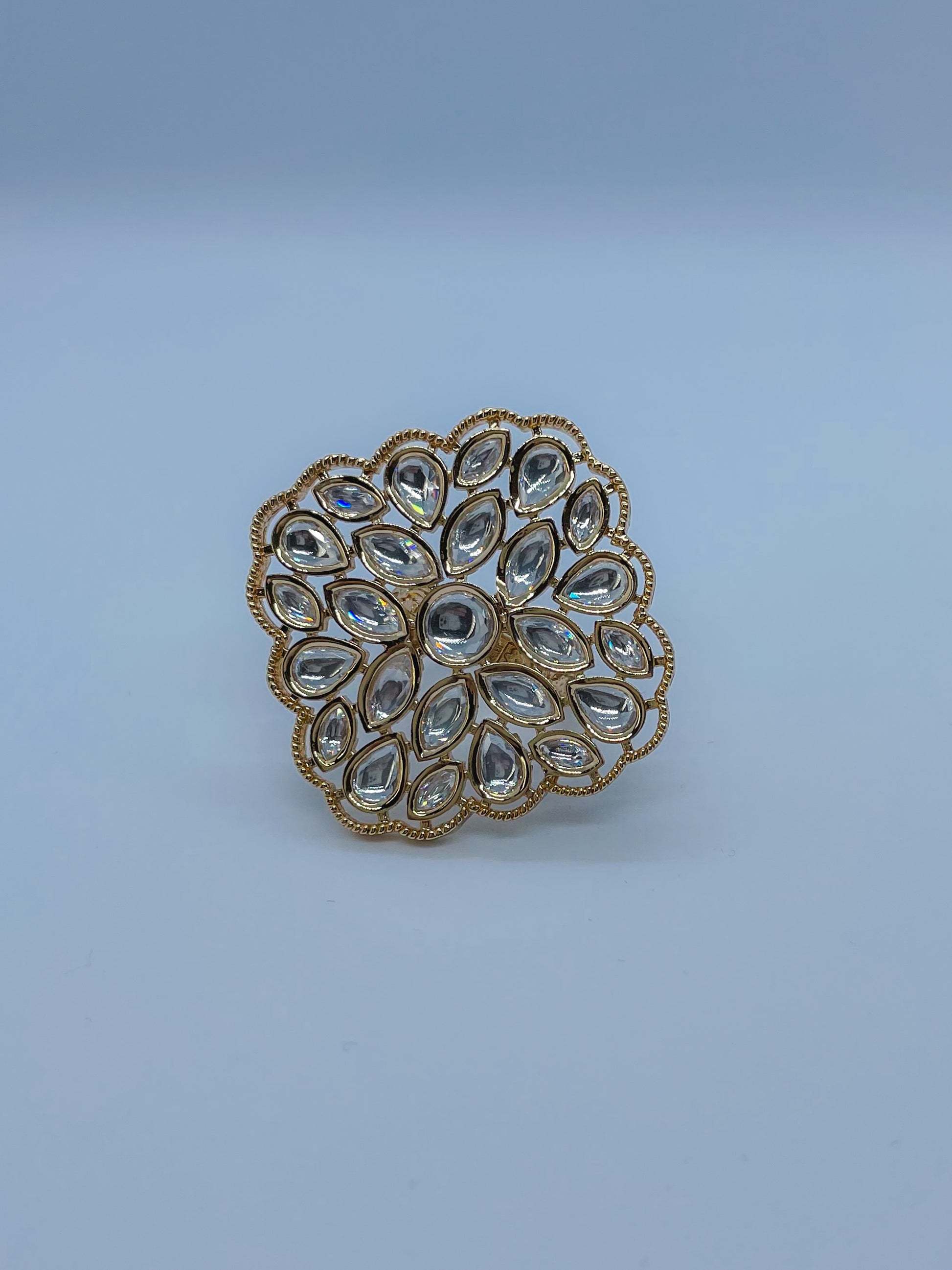 beautiful adjustable kundan ring