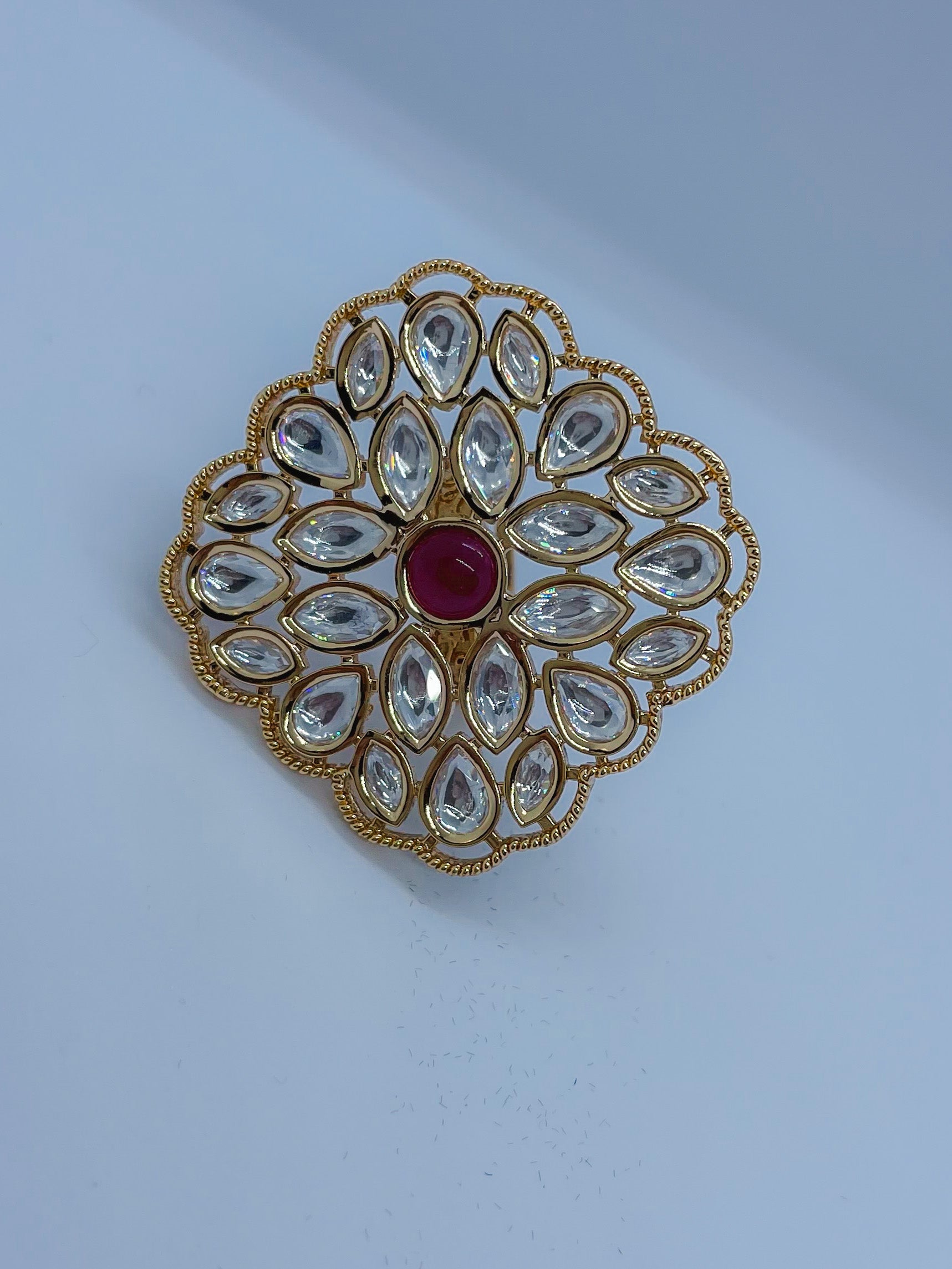 beautiful adjustable kundan ring