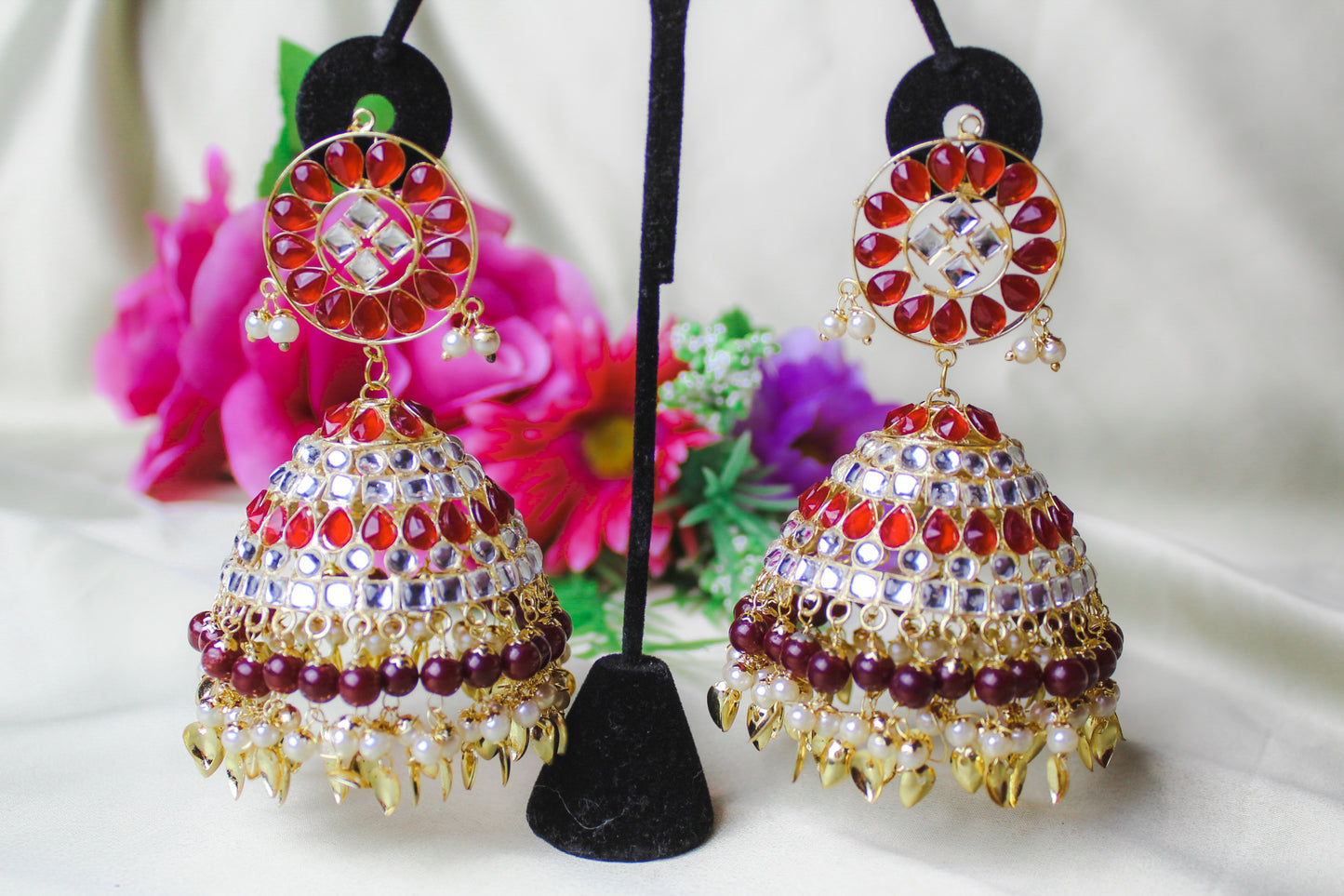 Elegant Ensemble: Oversized Tikka and Jhumki by Creative Jewels