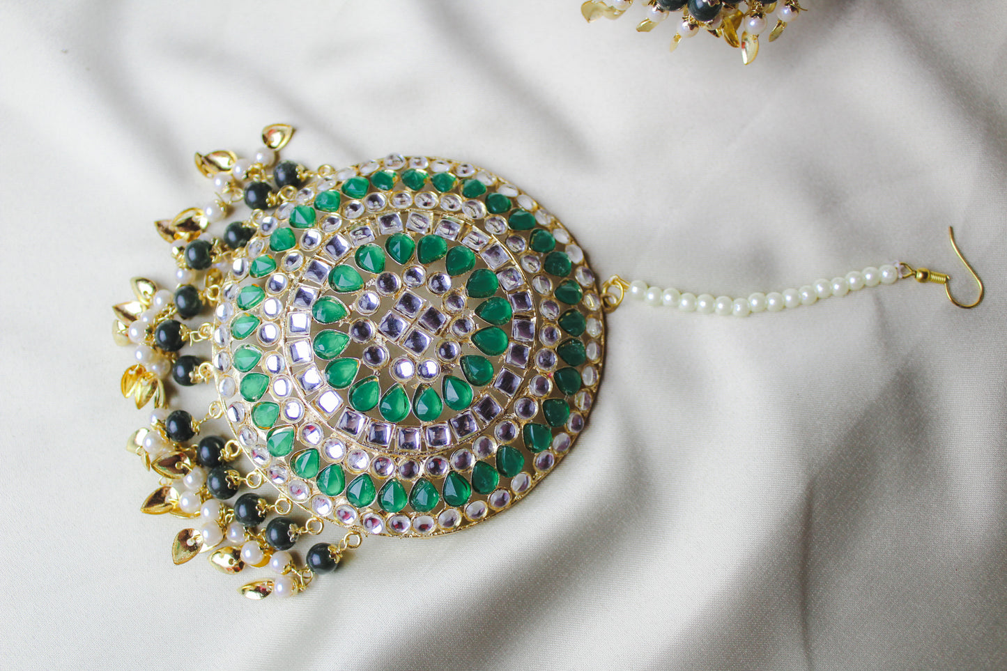 Elegant Ensemble: Oversized Tikka and Jhumki by Creative Jewels